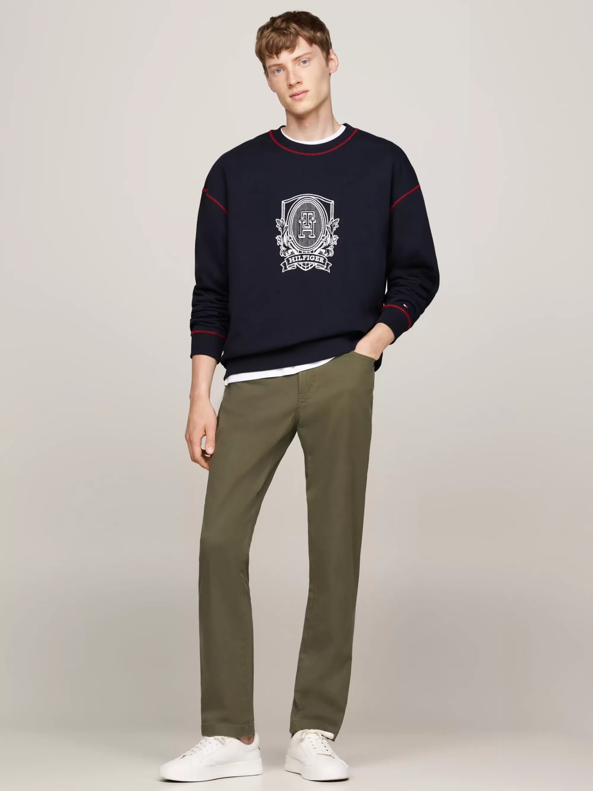 Broeken*Tommy Hilfiger 1985 Denton Straight Fit Broek ARMY GREEN