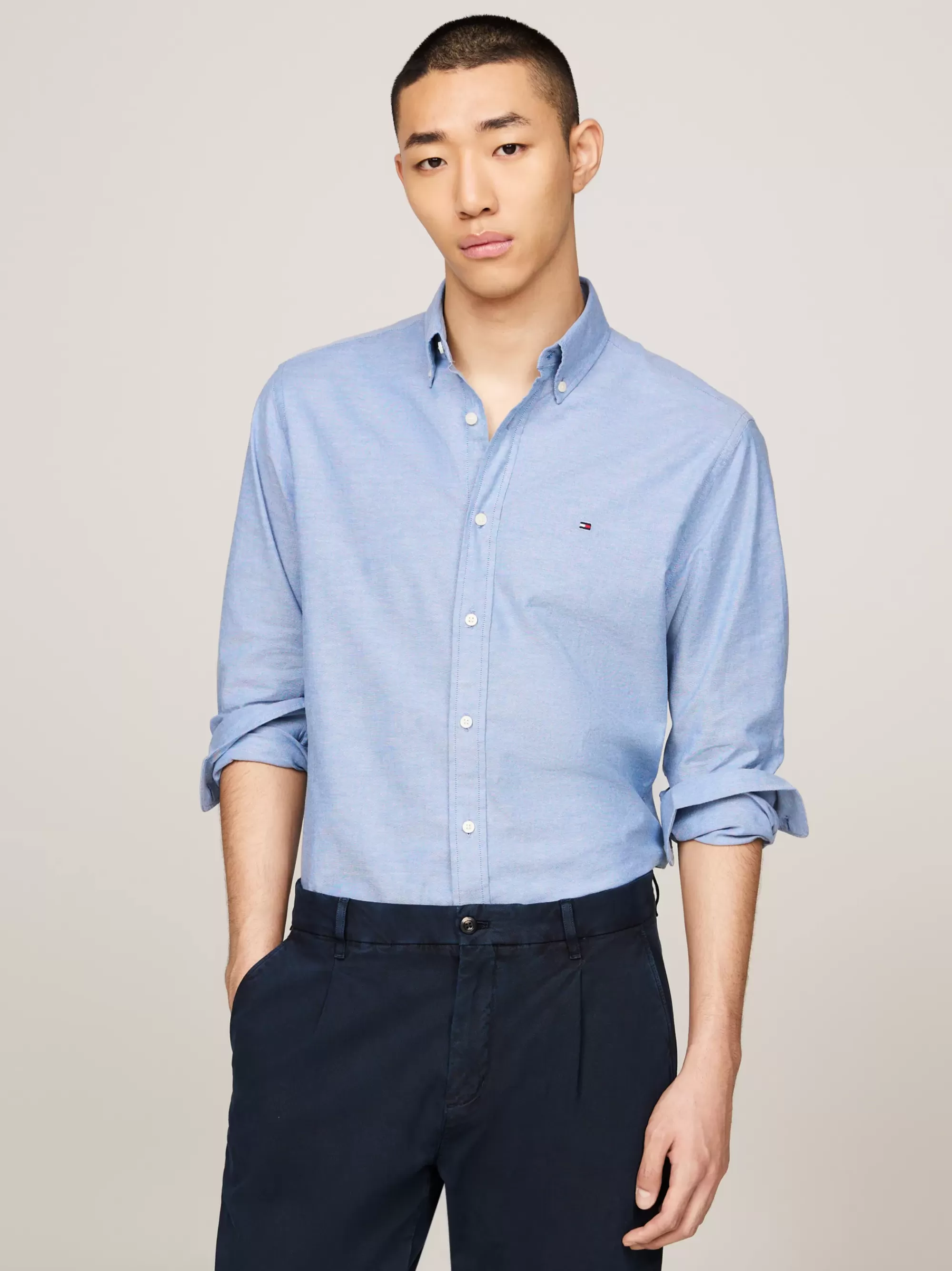 Overhemden*Tommy Hilfiger 1985 Regular Fit Overhemd Met TH Flex VIBRANT INDIGO