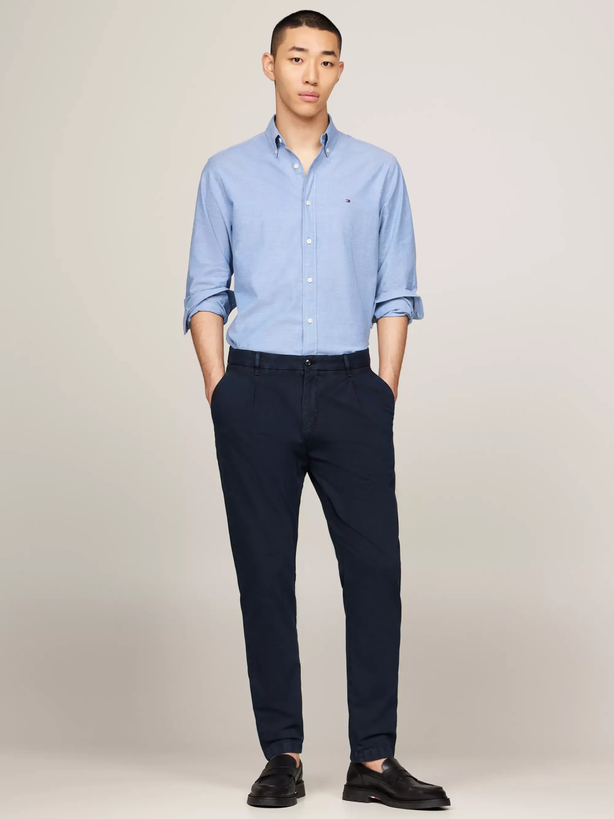 Overhemden*Tommy Hilfiger 1985 Regular Fit Overhemd Met TH Flex VIBRANT INDIGO