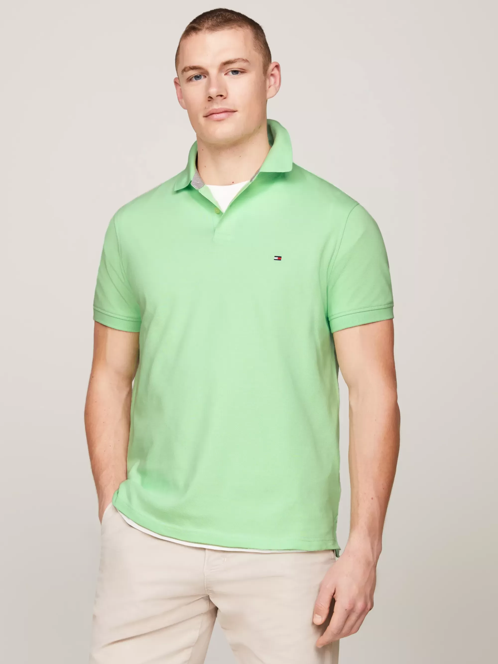 Polo's*Tommy Hilfiger 1985 Regular Fit Polo Met Geborduurde Vlag MINT GEL