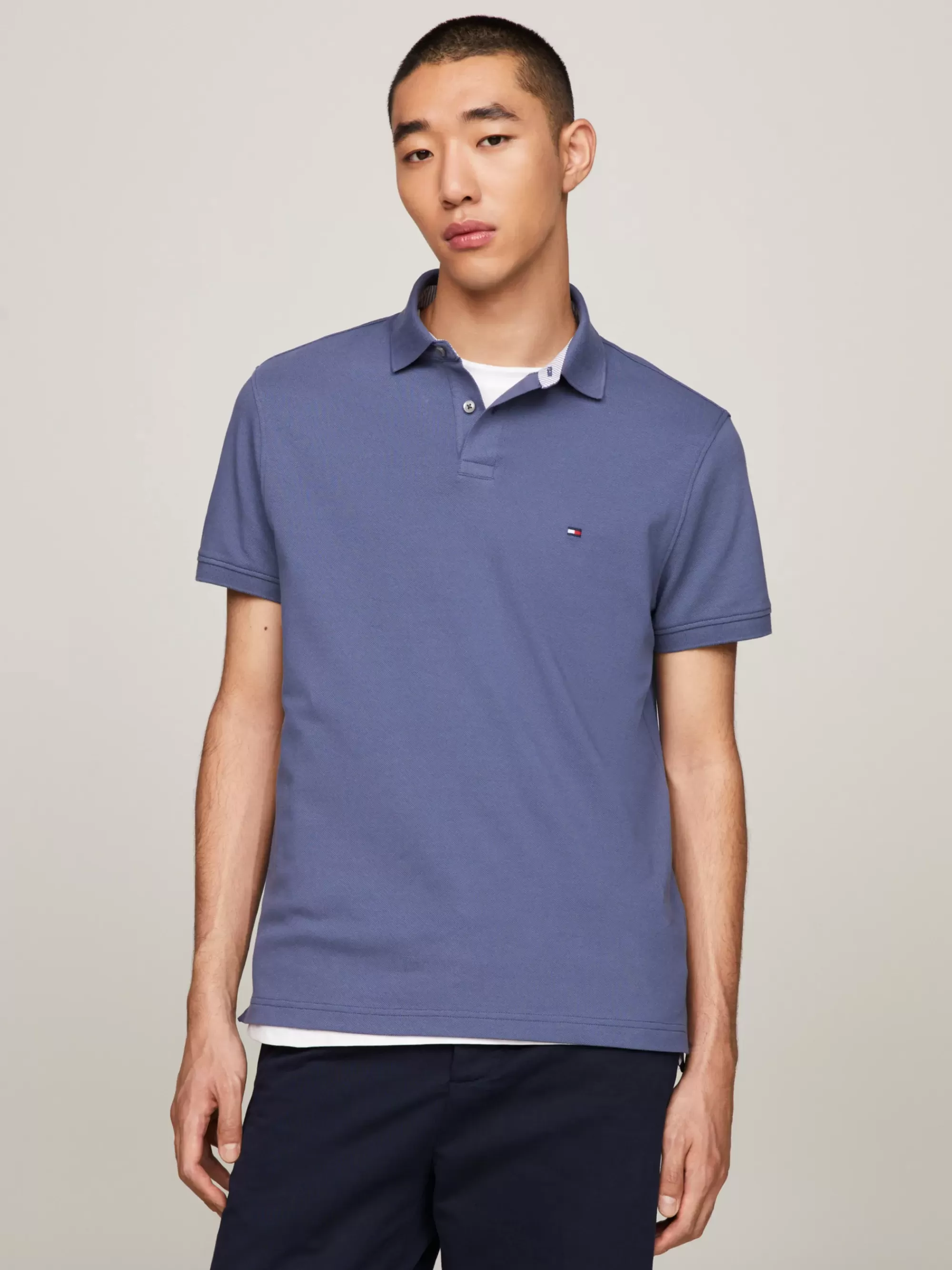 Polo's*Tommy Hilfiger 1985 Regular Fit Polo Met Geborduurde Vlag FADED INDIGO
