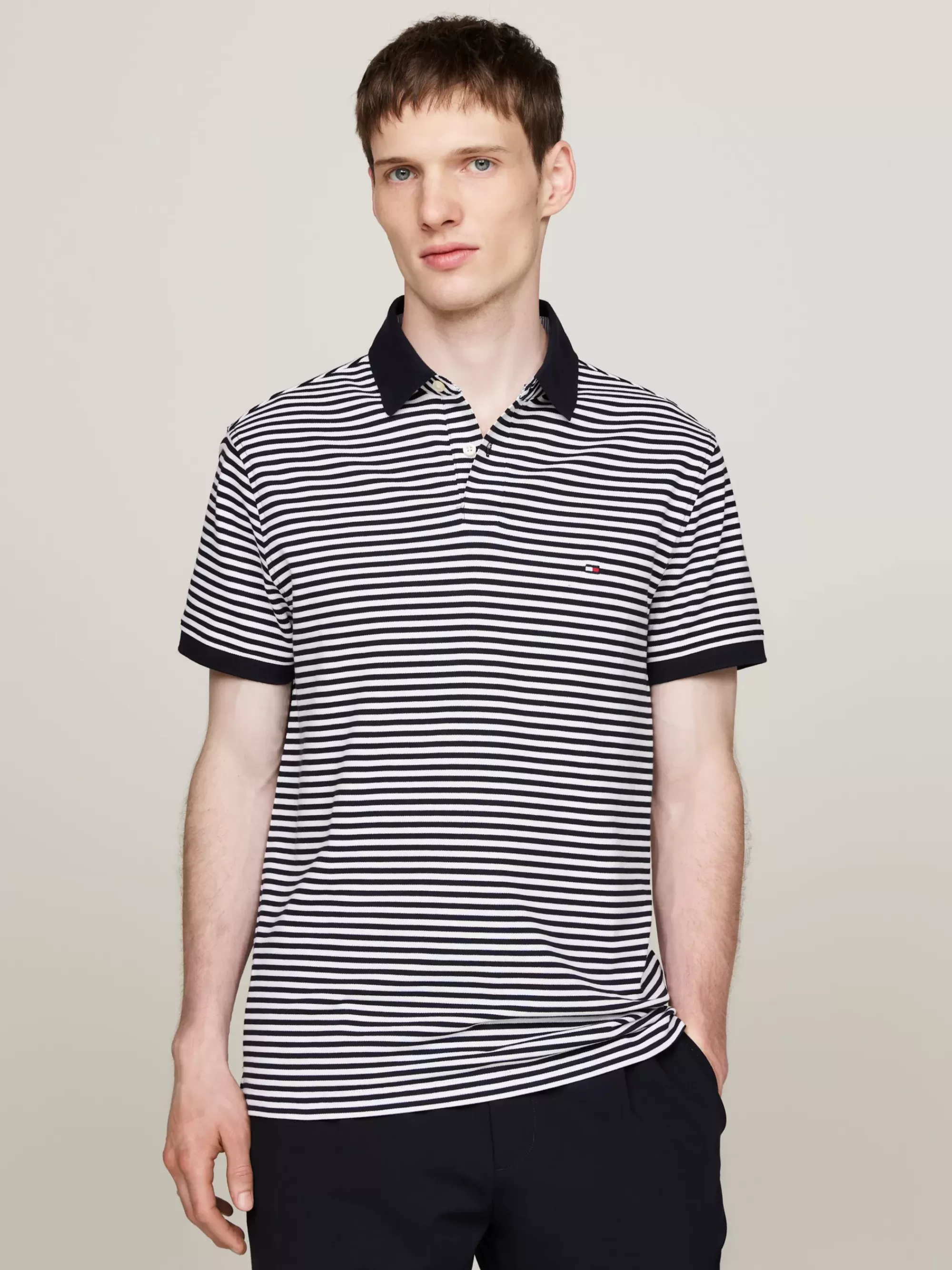 Polo's*Tommy Hilfiger 1985 Regular Fit Polo Met Geborduurde Vlag DESERT SKY/WHITE