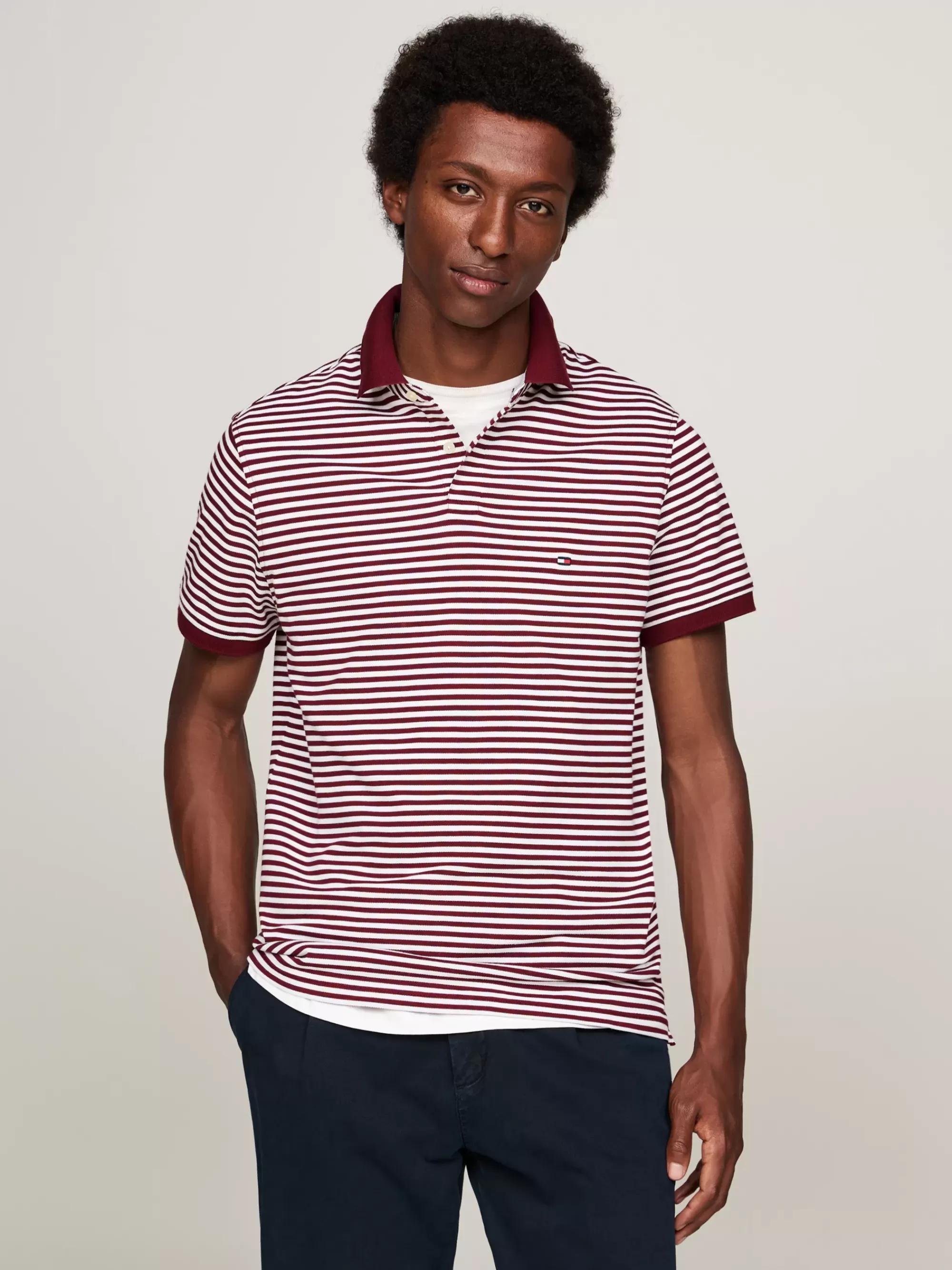 Polo's*Tommy Hilfiger 1985 Regular Fit Polo Met Geborduurde Vlag DEEP ROUGE / WHITE