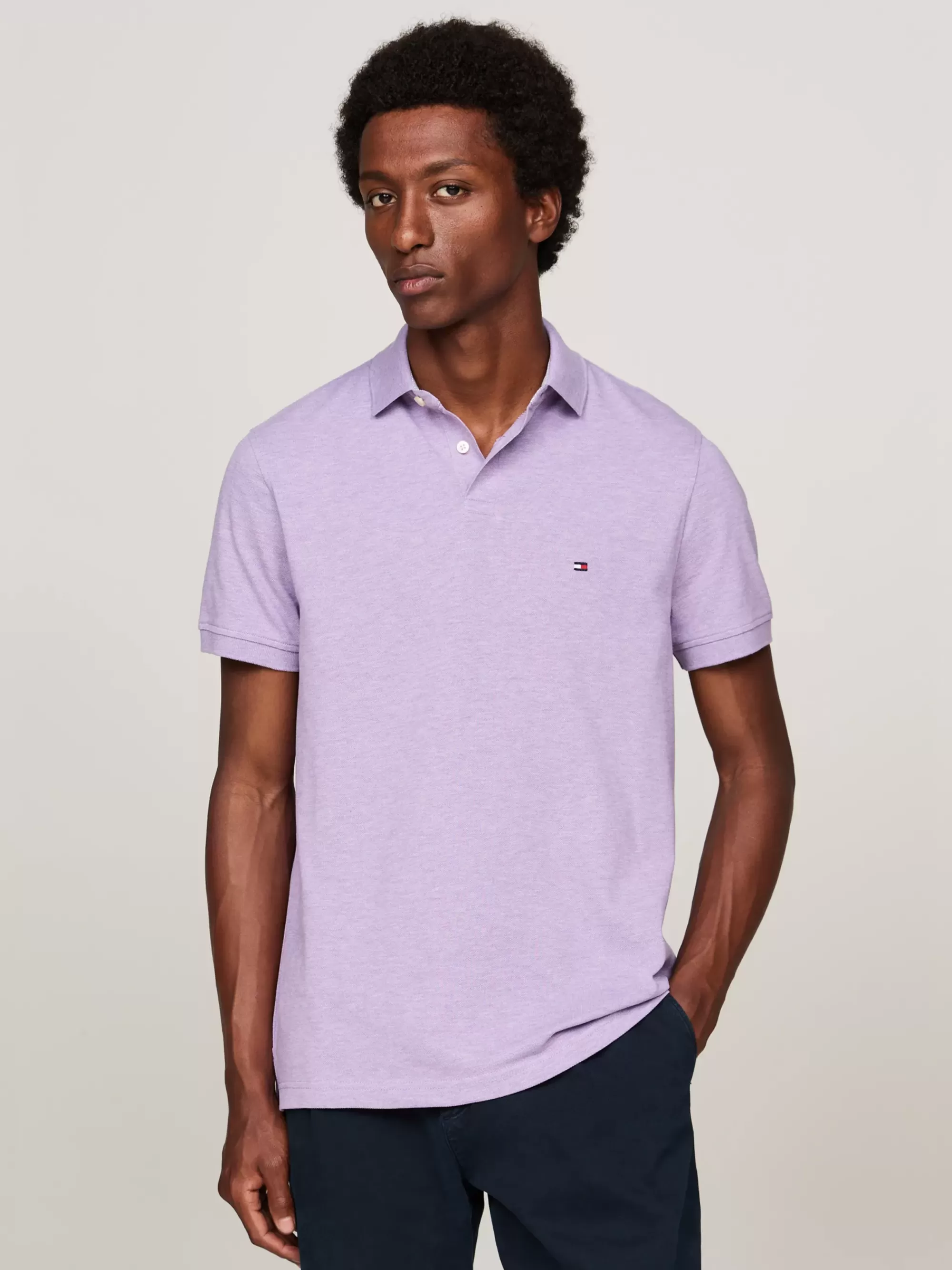 Polo's*Tommy Hilfiger 1985 Regular Fit Polo Met Geborduurde Vlag LAVENDER HEATHER