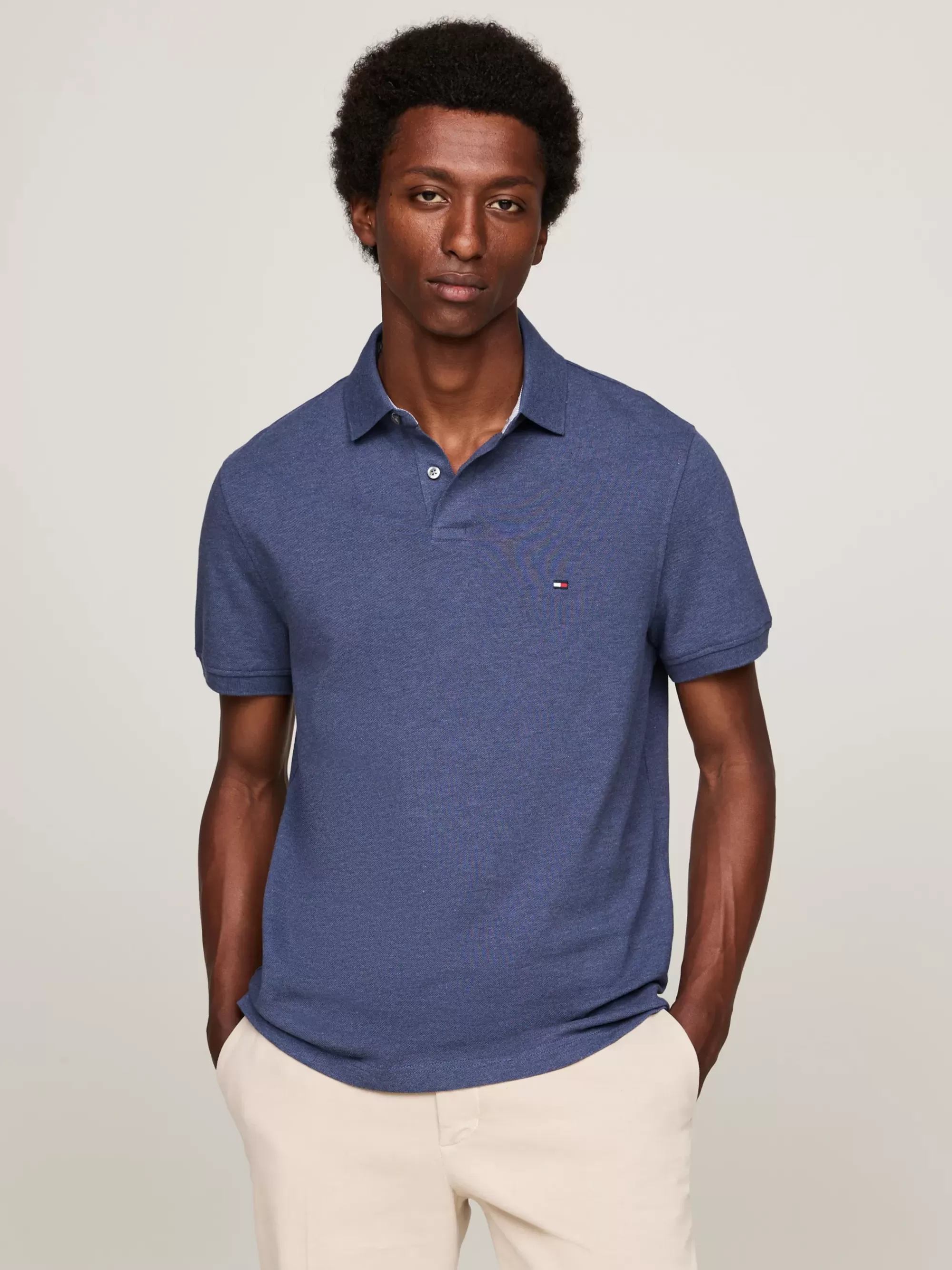 Polo's*Tommy Hilfiger 1985 Regular Fit Polo Met Geborduurde Vlag DENIM HEATHER