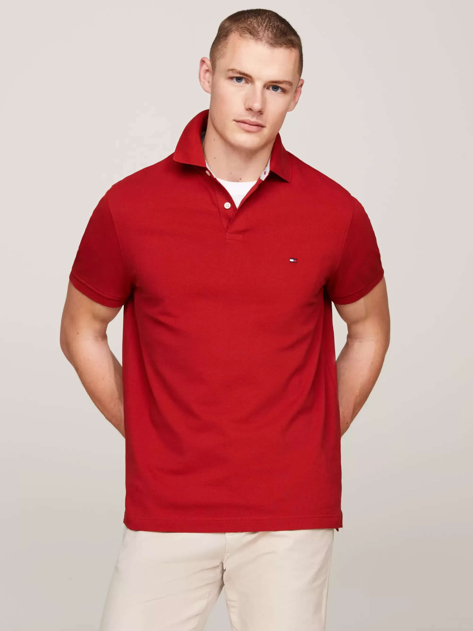 Polo's*Tommy Hilfiger 1985 Regular Fit Polo Met Geborduurde Vlag DARK MAGMA