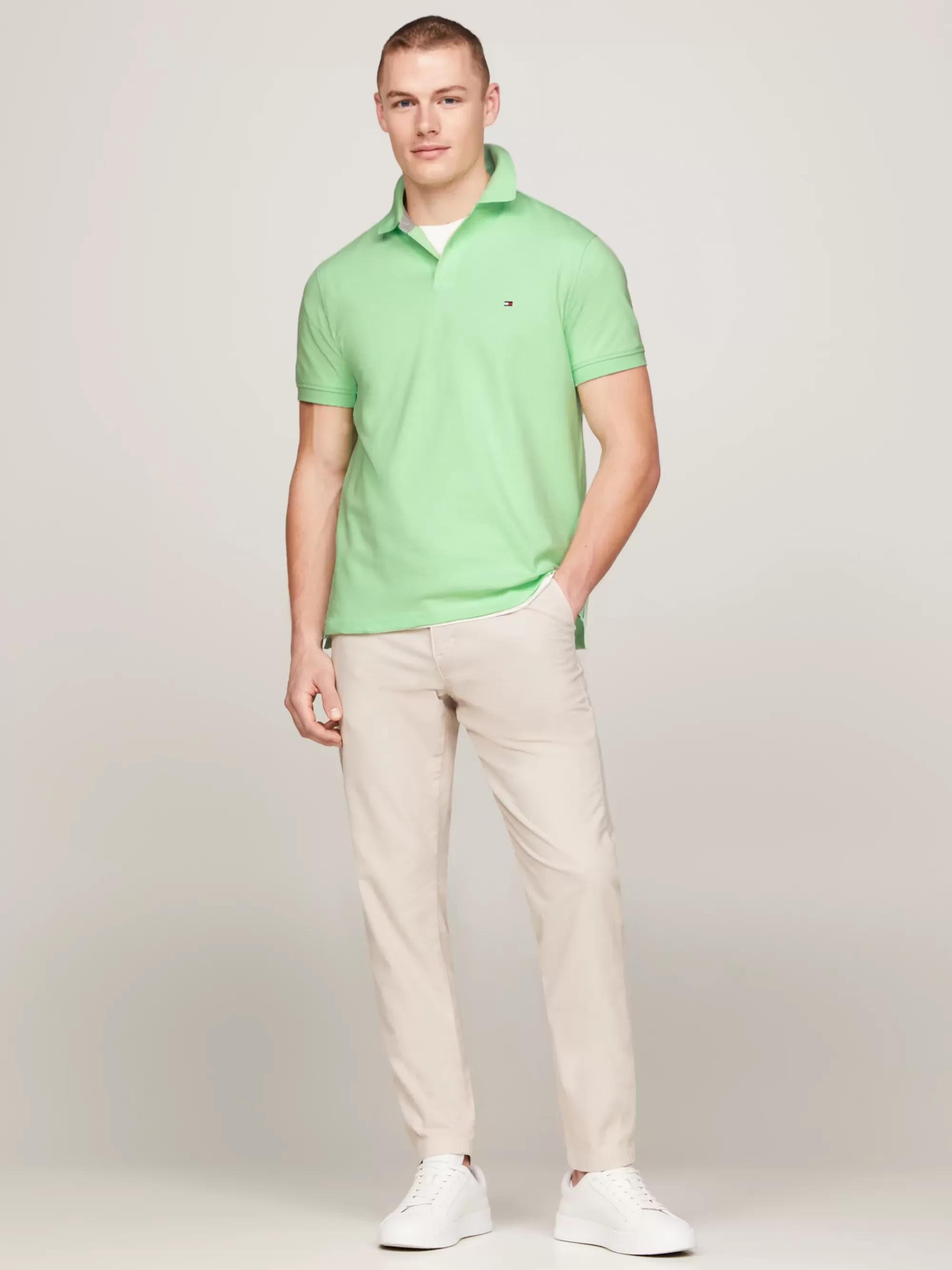 Polo's*Tommy Hilfiger 1985 Regular Fit Polo Met Geborduurde Vlag MINT GEL