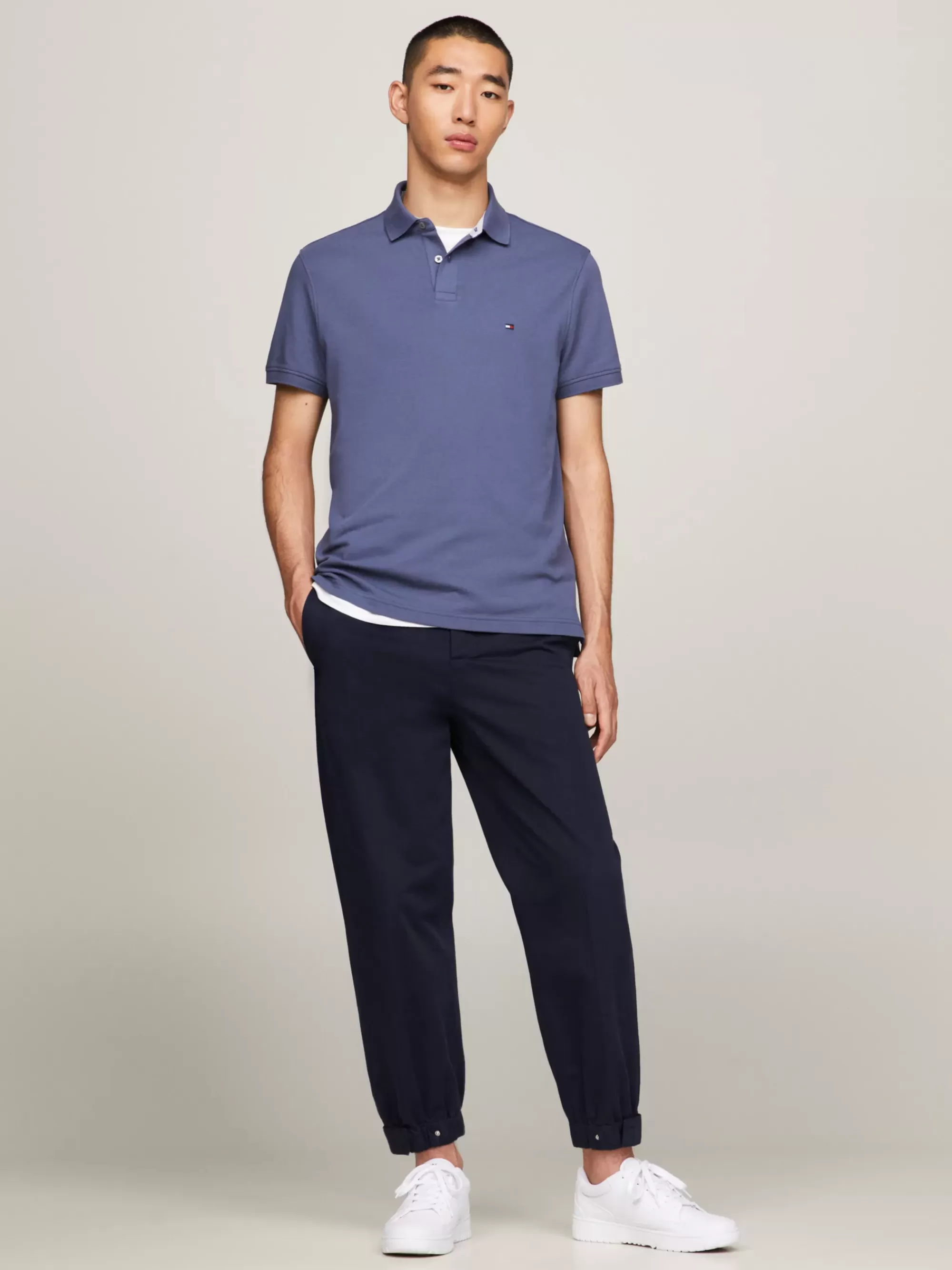 Polo's*Tommy Hilfiger 1985 Regular Fit Polo Met Geborduurde Vlag FADED INDIGO