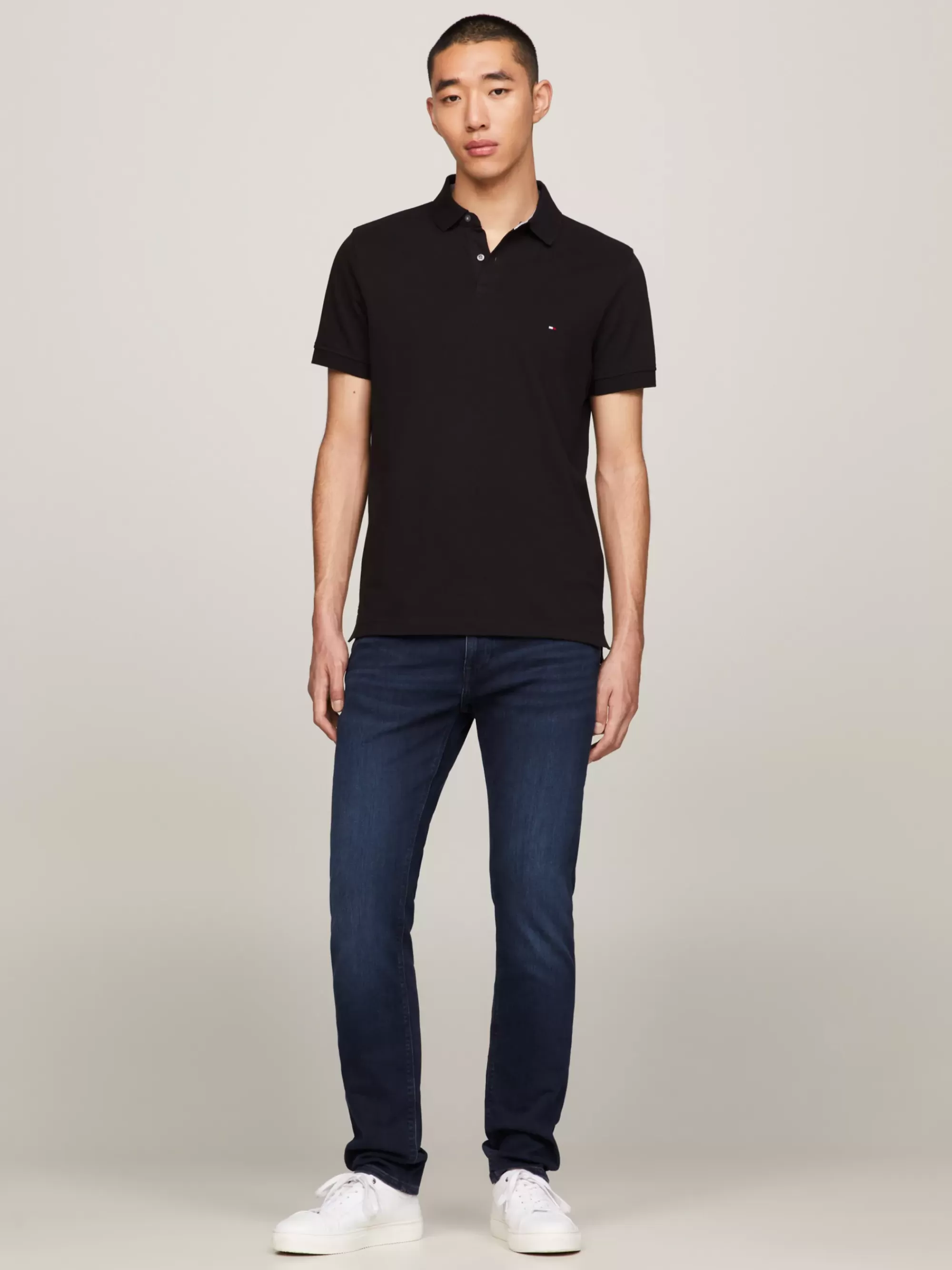 Polo's*Tommy Hilfiger 1985 Regular Fit Polo Met Geborduurde Vlag BLACK