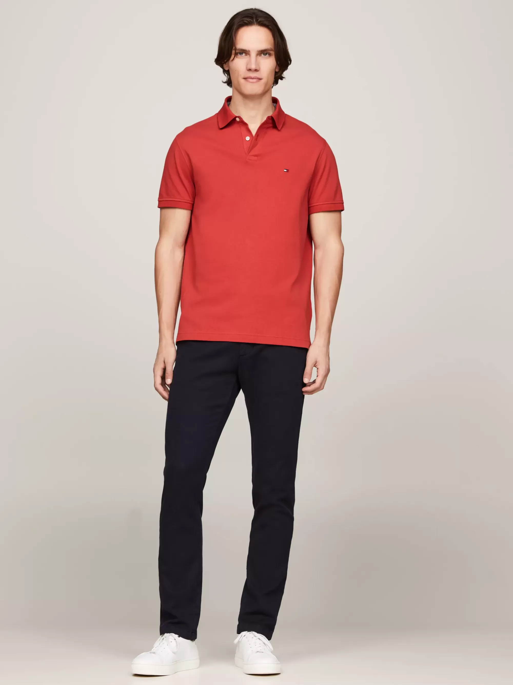 Polo's*Tommy Hilfiger 1985 Regular Fit Polo Met Geborduurde Vlag TERRA RED