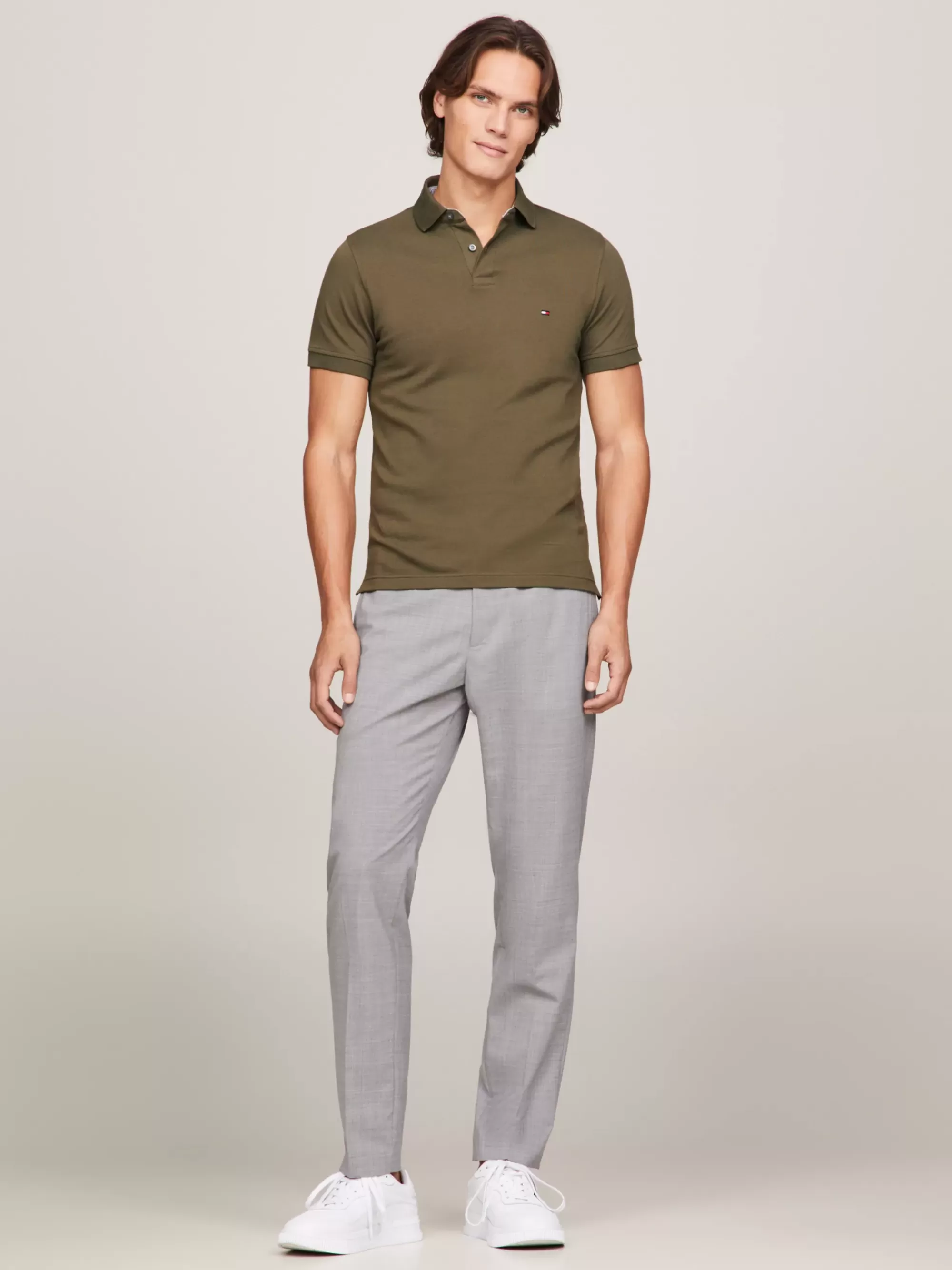 Polo's*Tommy Hilfiger 1985 Regular Fit Polo Met Geborduurde Vlag ARMY GREEN