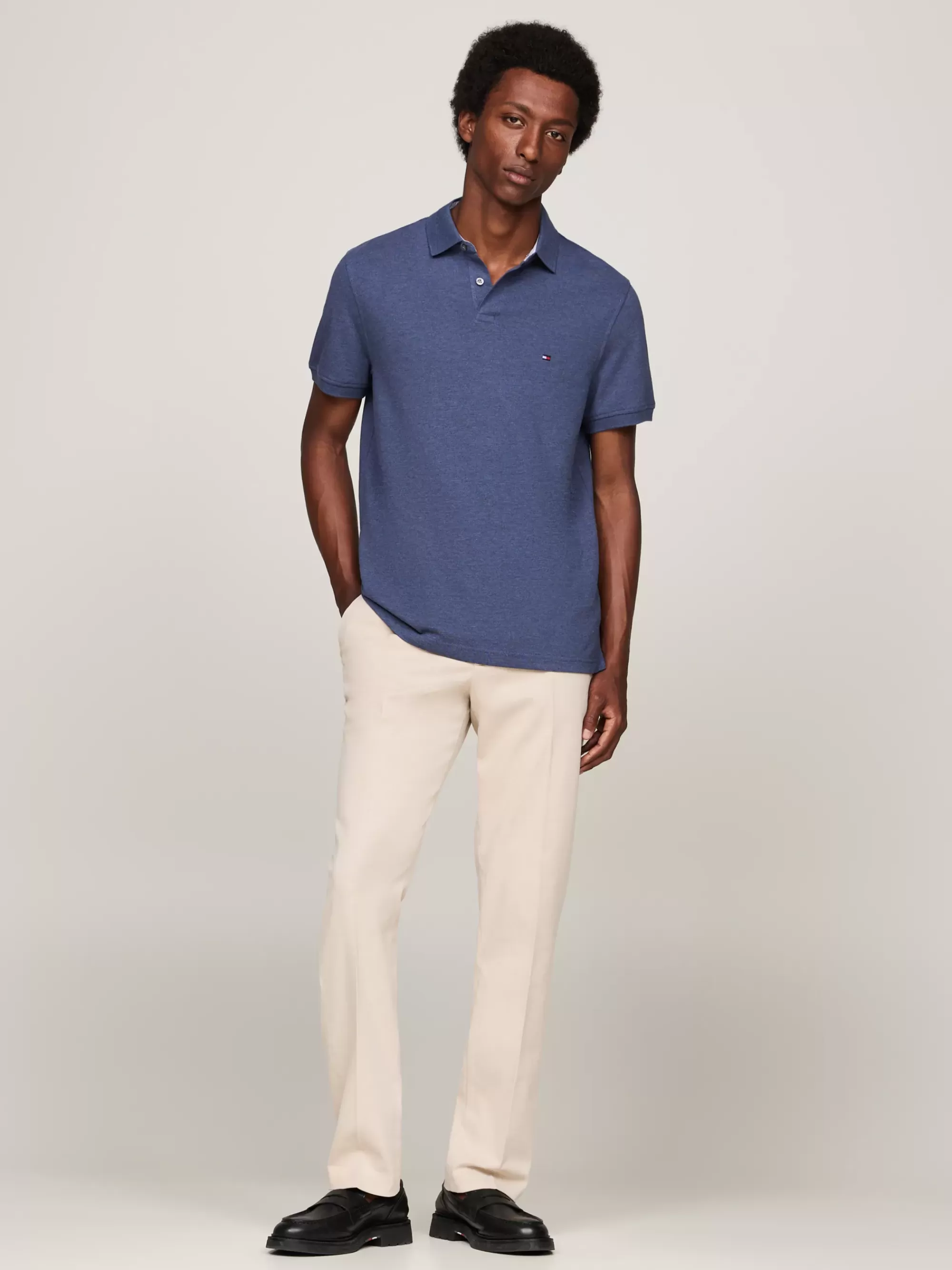 Polo's*Tommy Hilfiger 1985 Regular Fit Polo Met Geborduurde Vlag DENIM HEATHER