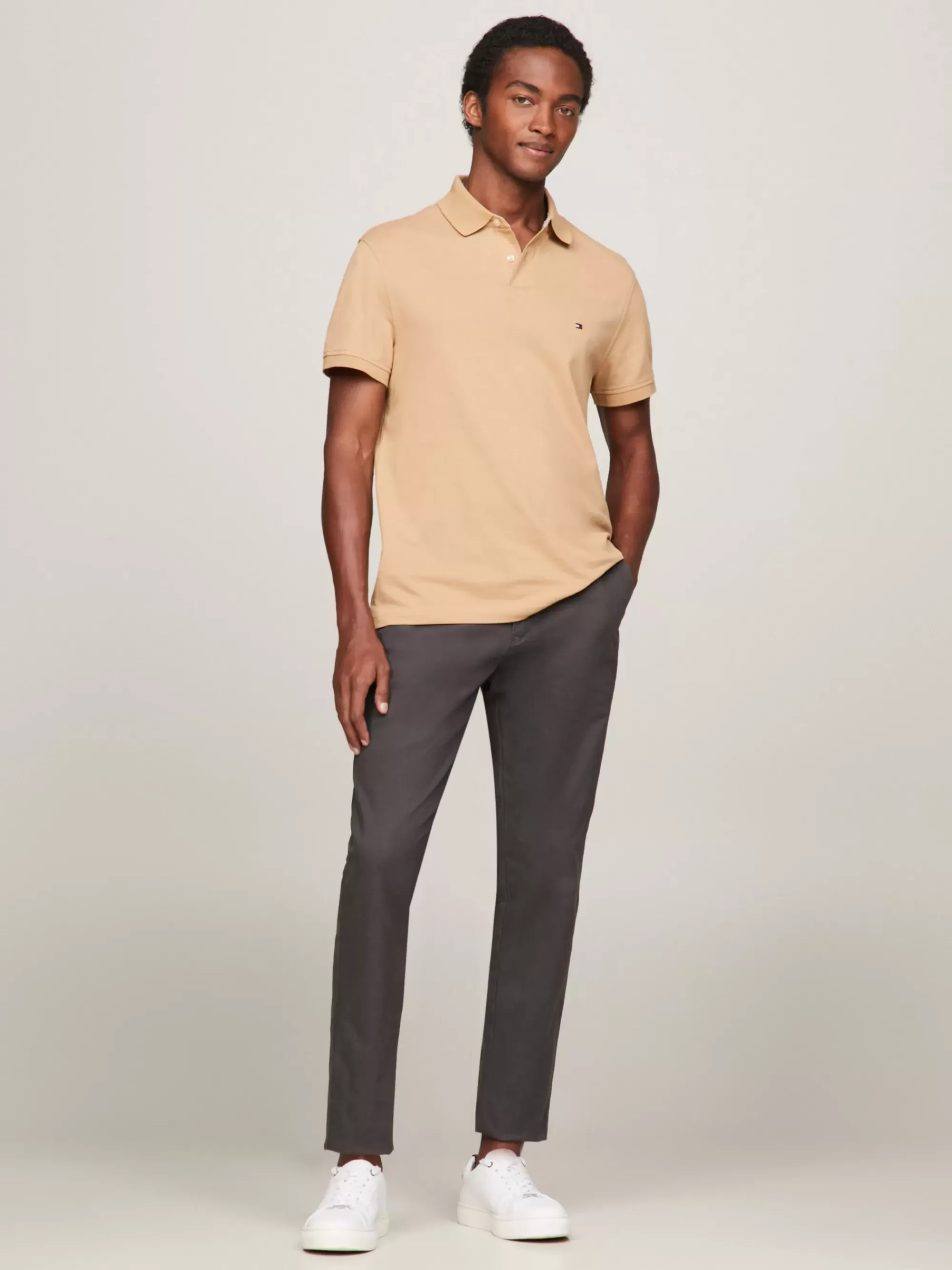 Polo's*Tommy Hilfiger 1985 Regular Fit Polo Met Geborduurde Vlag CLASSIC KHAKI