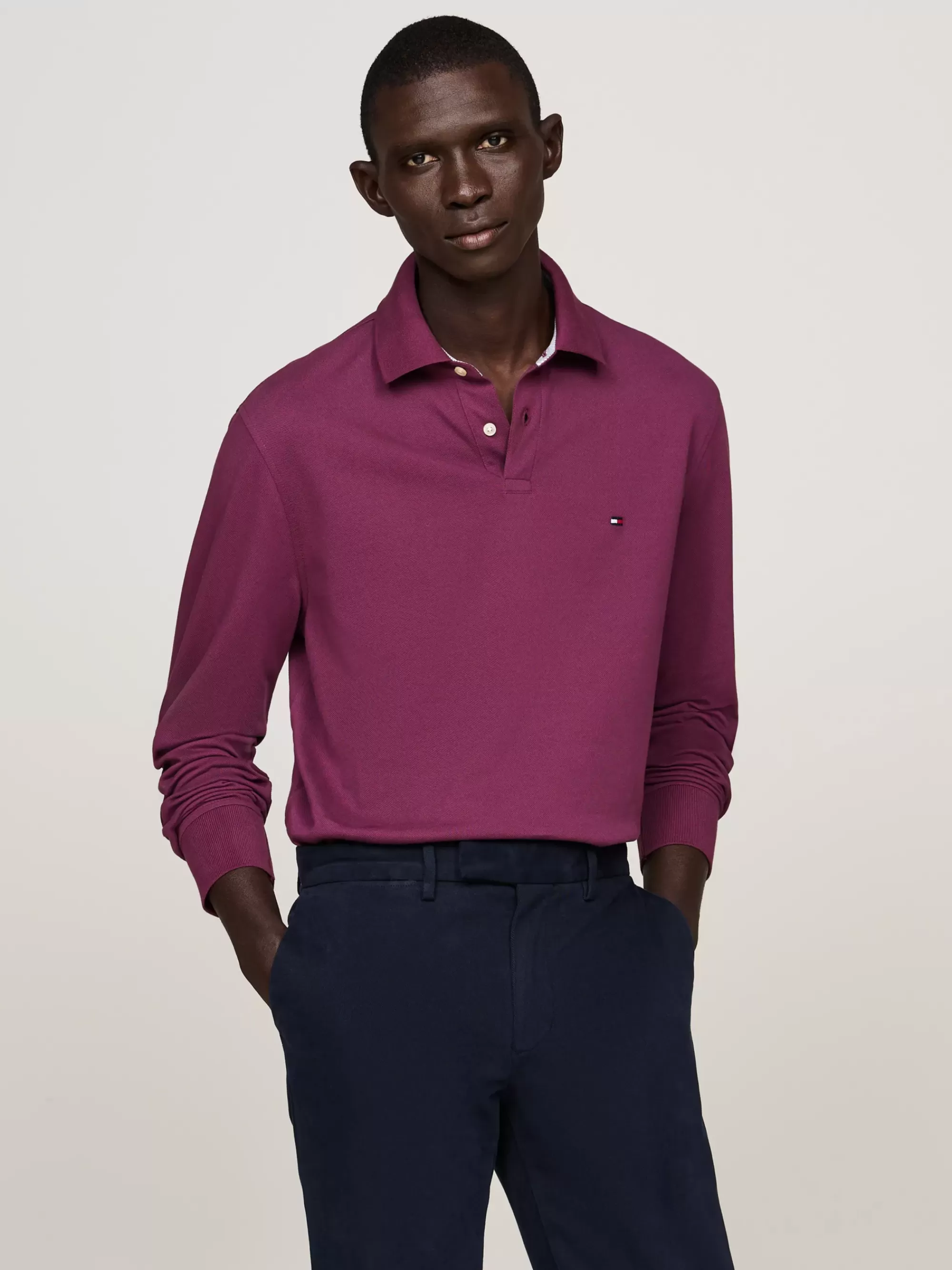Polo's*Tommy Hilfiger 1985 Regular Fit Polo Met Lange Mouwen HERITAGE PLUM