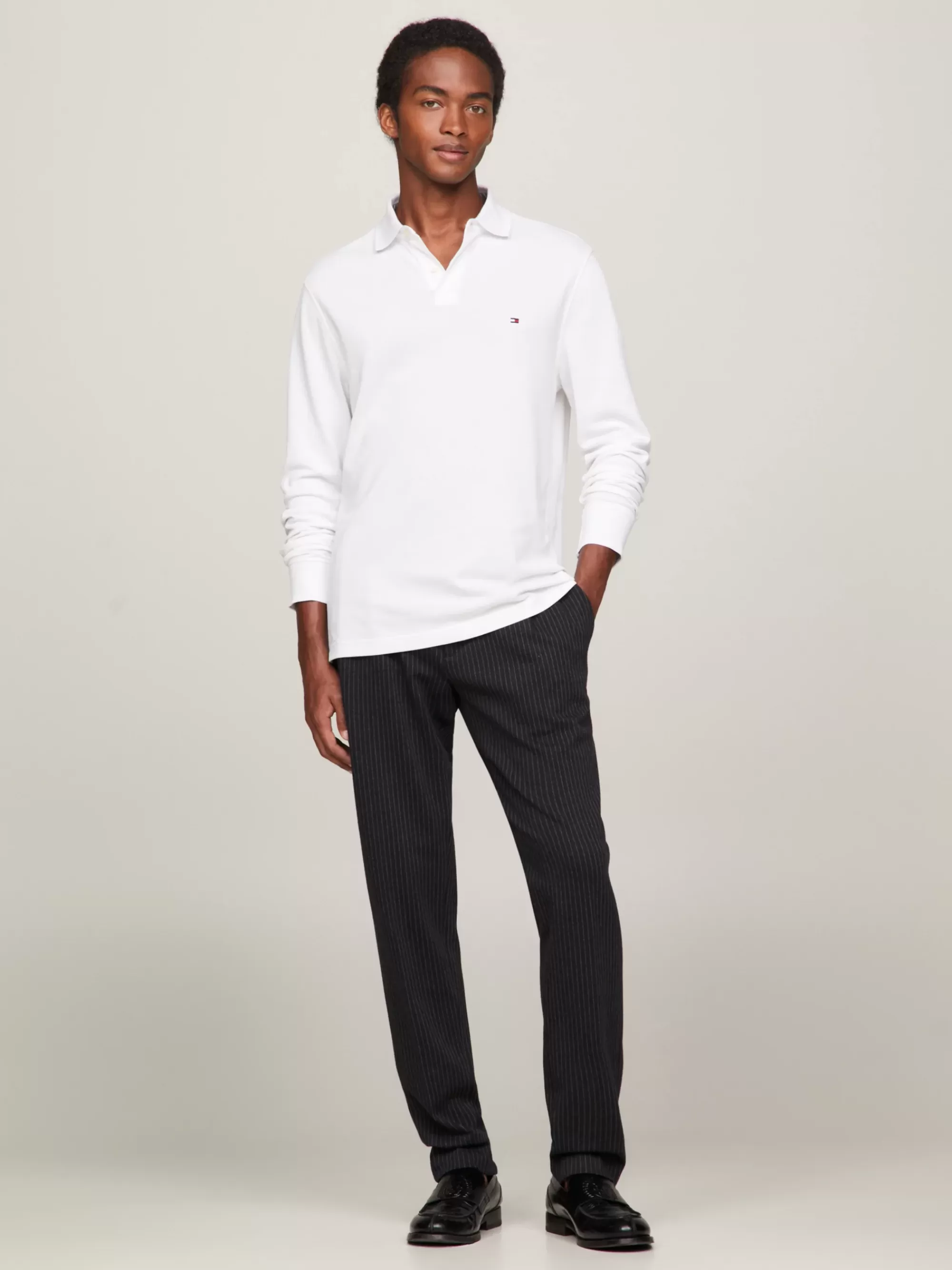 Polo's*Tommy Hilfiger 1985 Regular Fit Polo Met Lange Mouwen WHITE