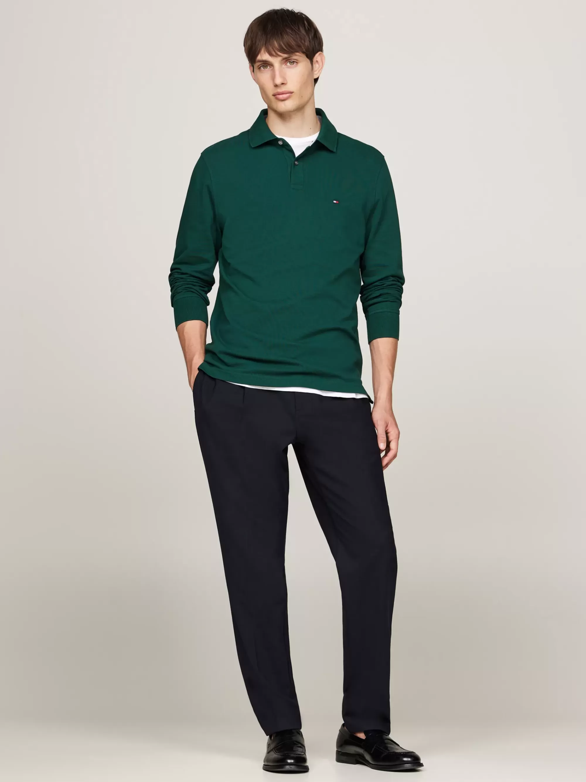 Polo's*Tommy Hilfiger 1985 Regular Fit Polo Met Lange Mouwen ORNAMENTAL GREEN