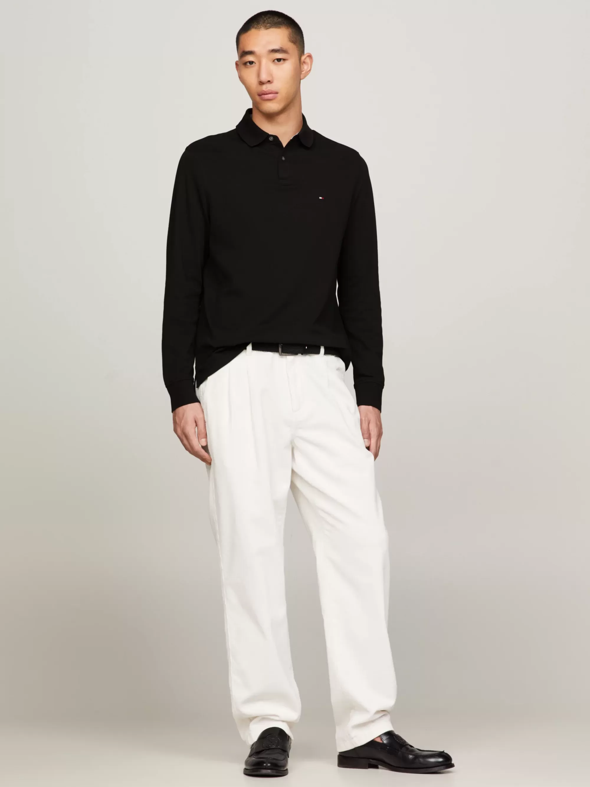 Polo's*Tommy Hilfiger 1985 Regular Fit Polo Met Lange Mouwen BLACK