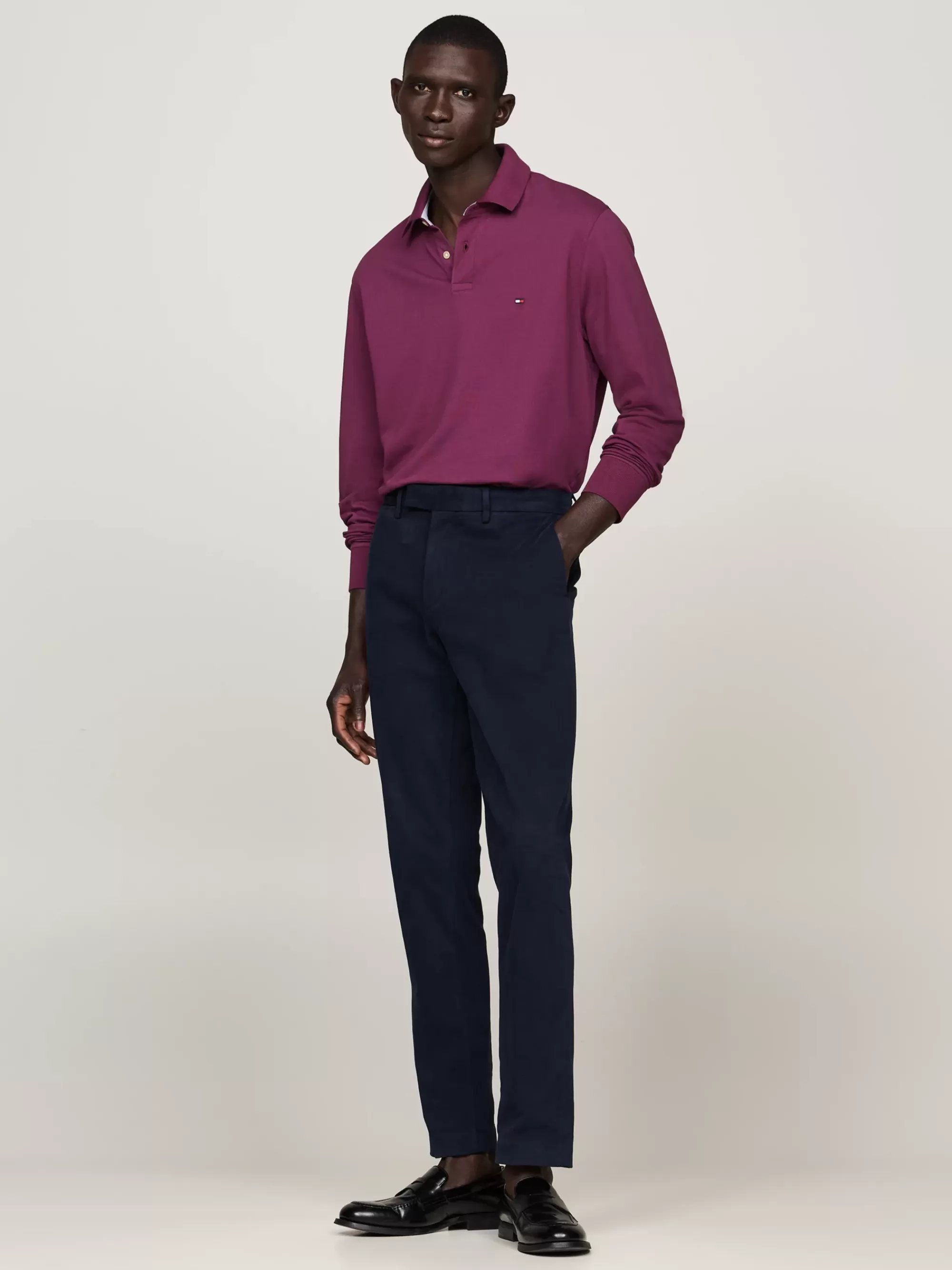 Polo's*Tommy Hilfiger 1985 Regular Fit Polo Met Lange Mouwen HERITAGE PLUM