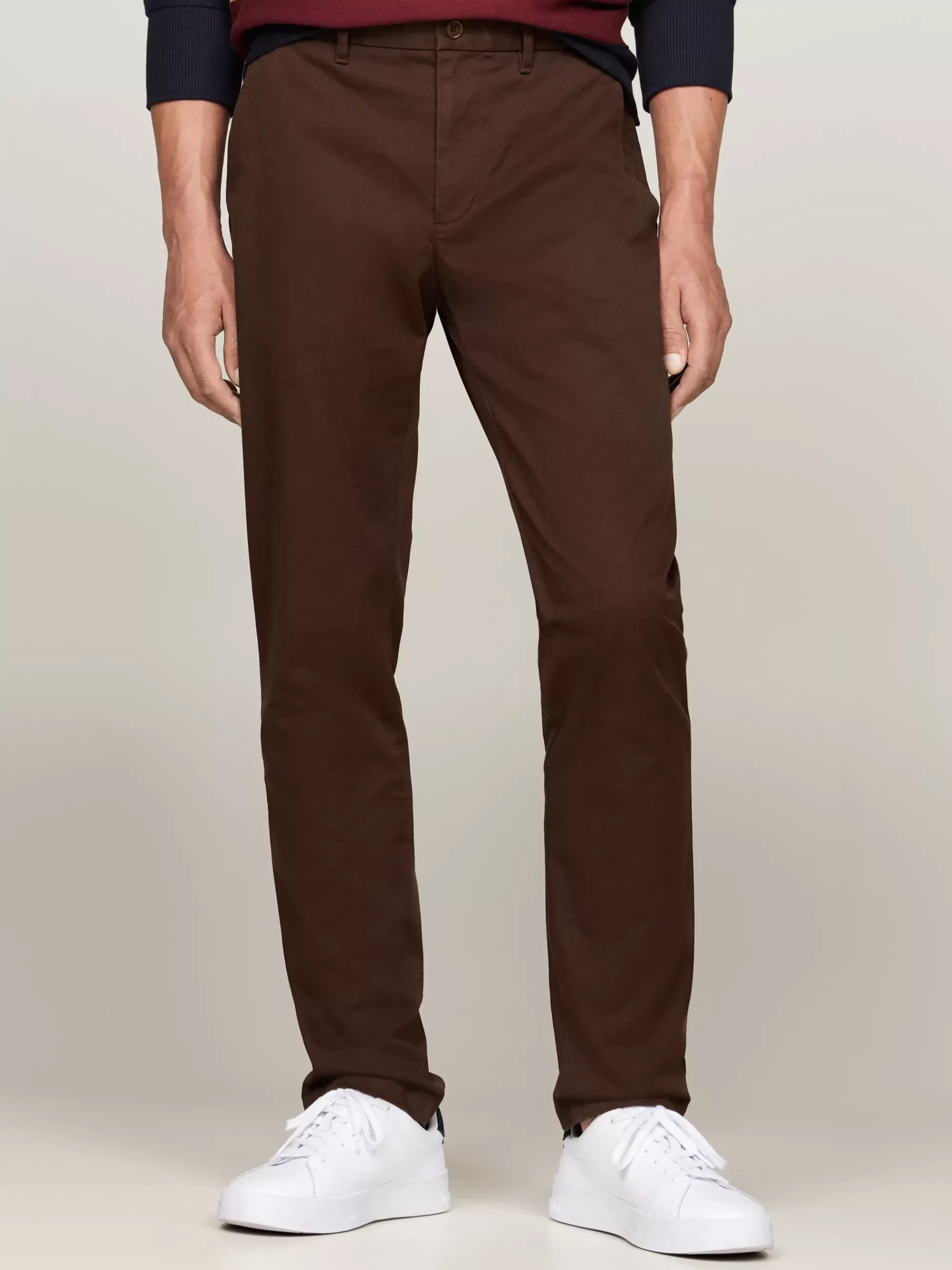 Broeken*Tommy Hilfiger 1985 Slim Chino Van Pima-stretchkatoen UMBER BROWN
