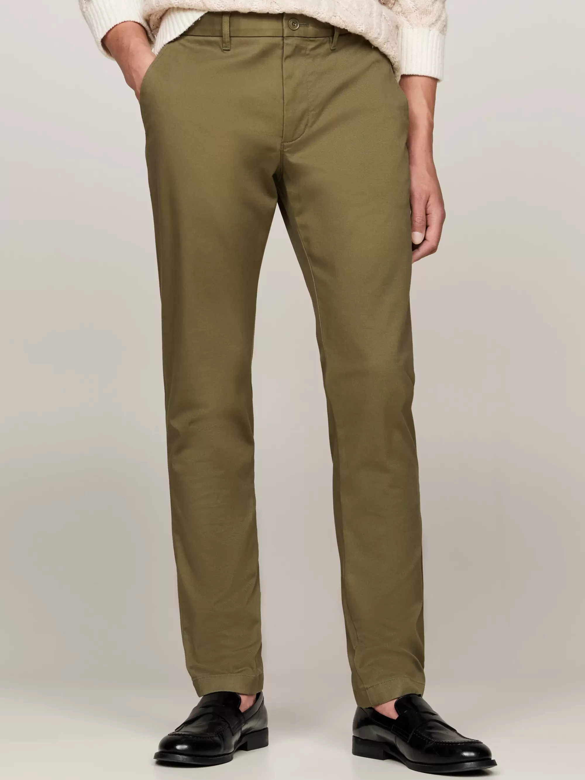 Broeken*Tommy Hilfiger 1985 Slim Chino Van Pima-stretchkatoen UTILITY OLIVE