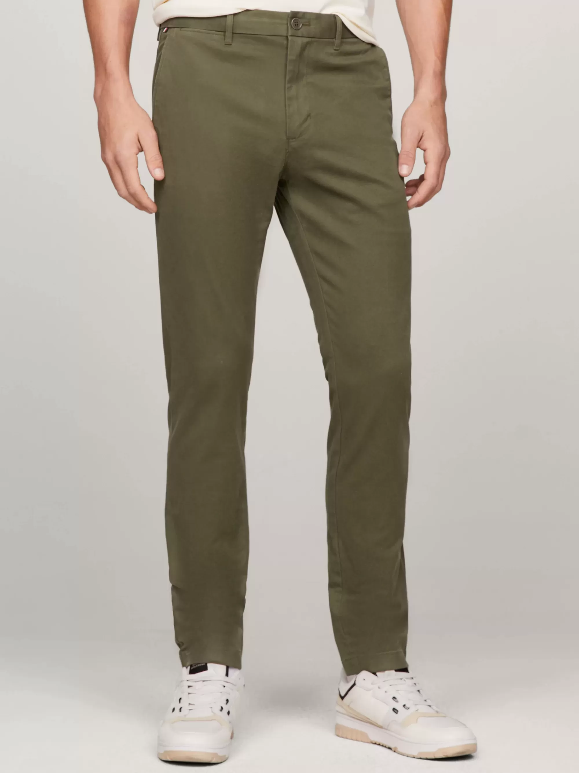 Broeken*Tommy Hilfiger 1985 Slim Chino Van Pima-stretchkatoen ARMY GREEN