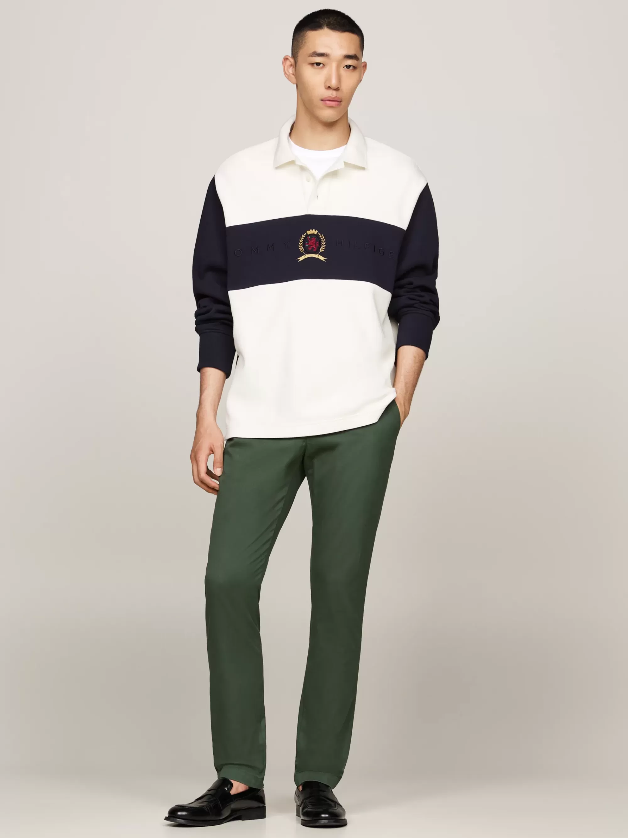 Broeken*Tommy Hilfiger 1985 Slim Chino Van Pima-stretchkatoen RIVERBED GREEN