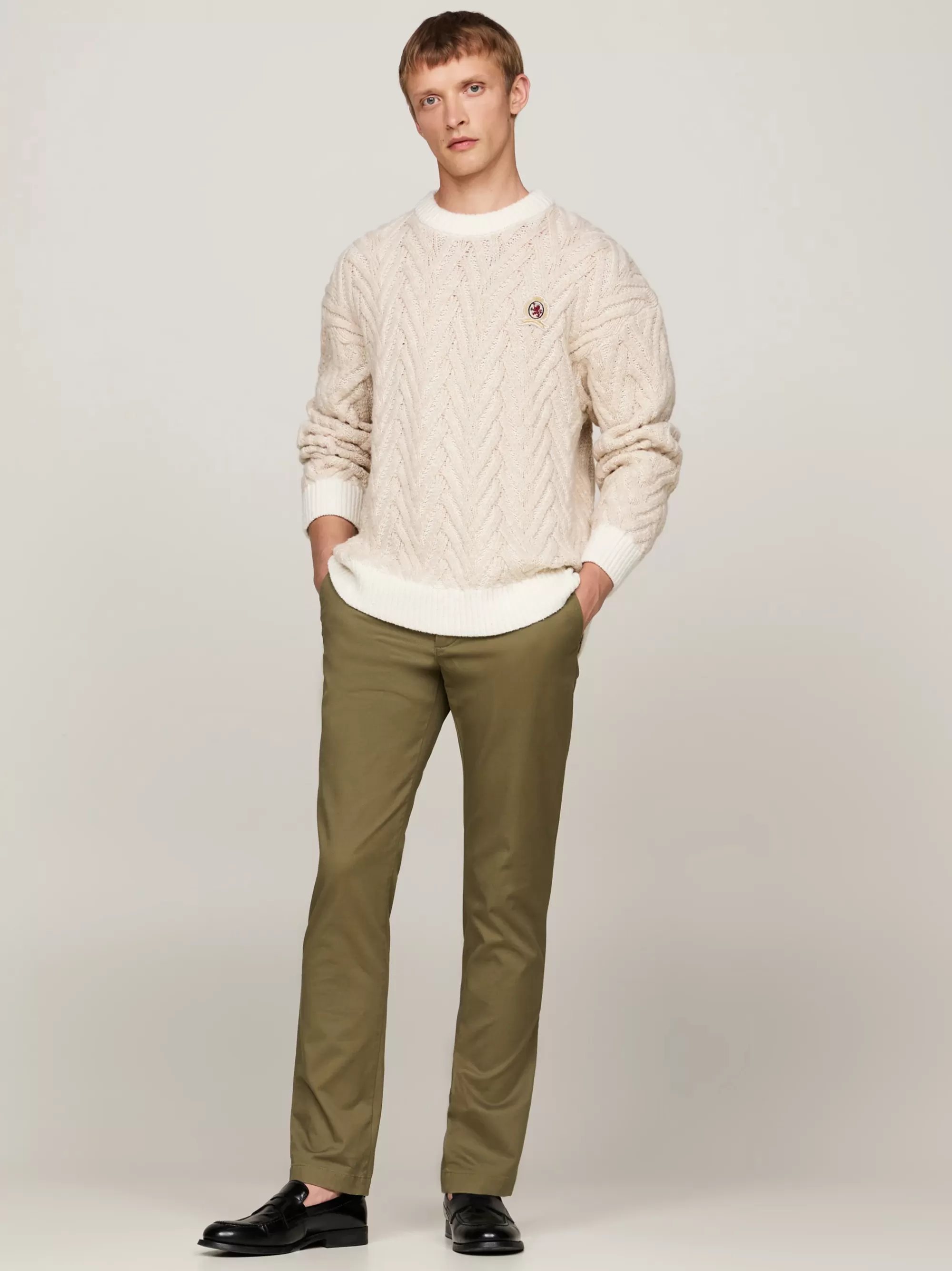 Broeken*Tommy Hilfiger 1985 Slim Chino Van Pima-stretchkatoen UTILITY OLIVE