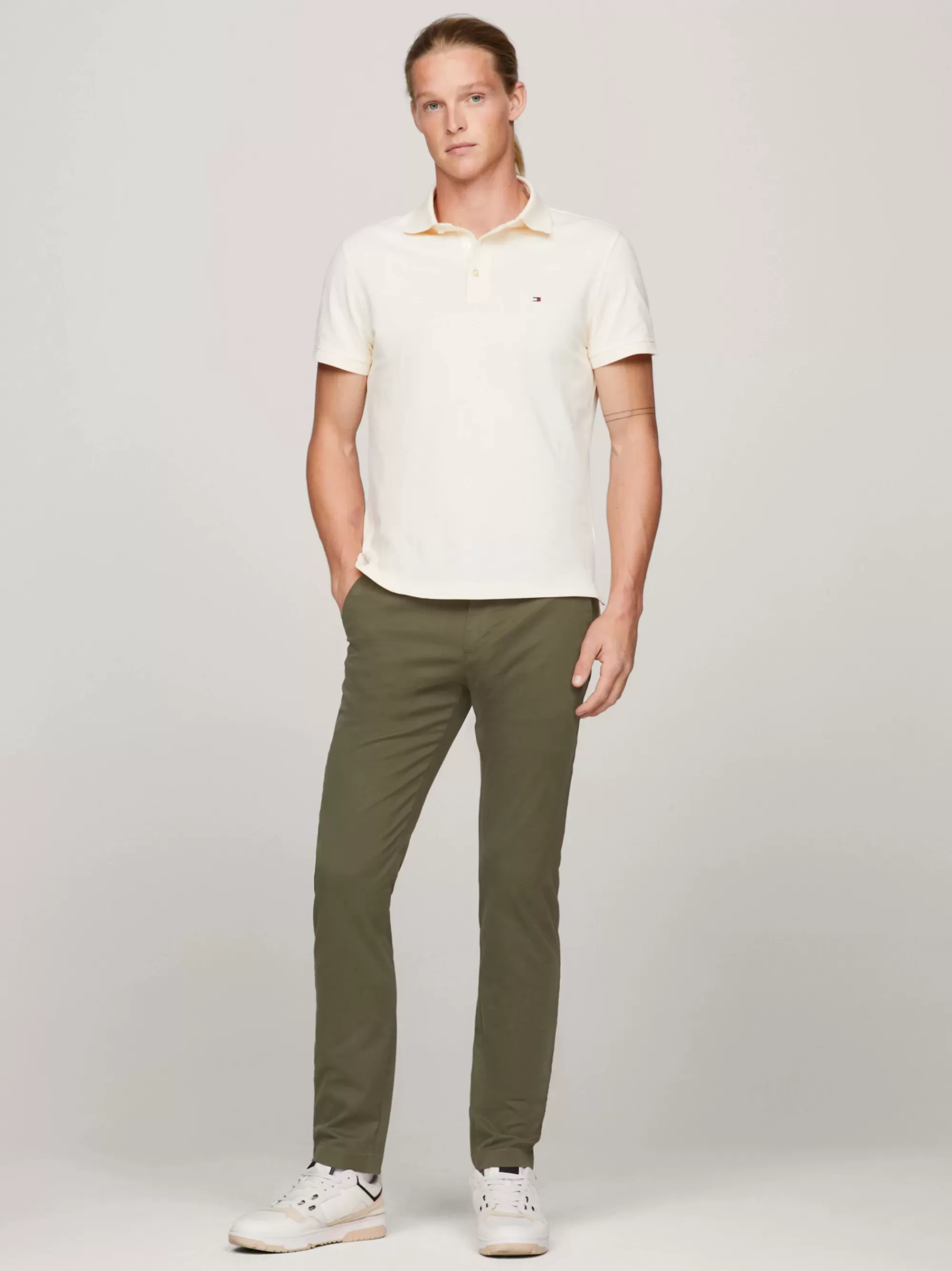 Broeken*Tommy Hilfiger 1985 Slim Chino Van Pima-stretchkatoen ARMY GREEN