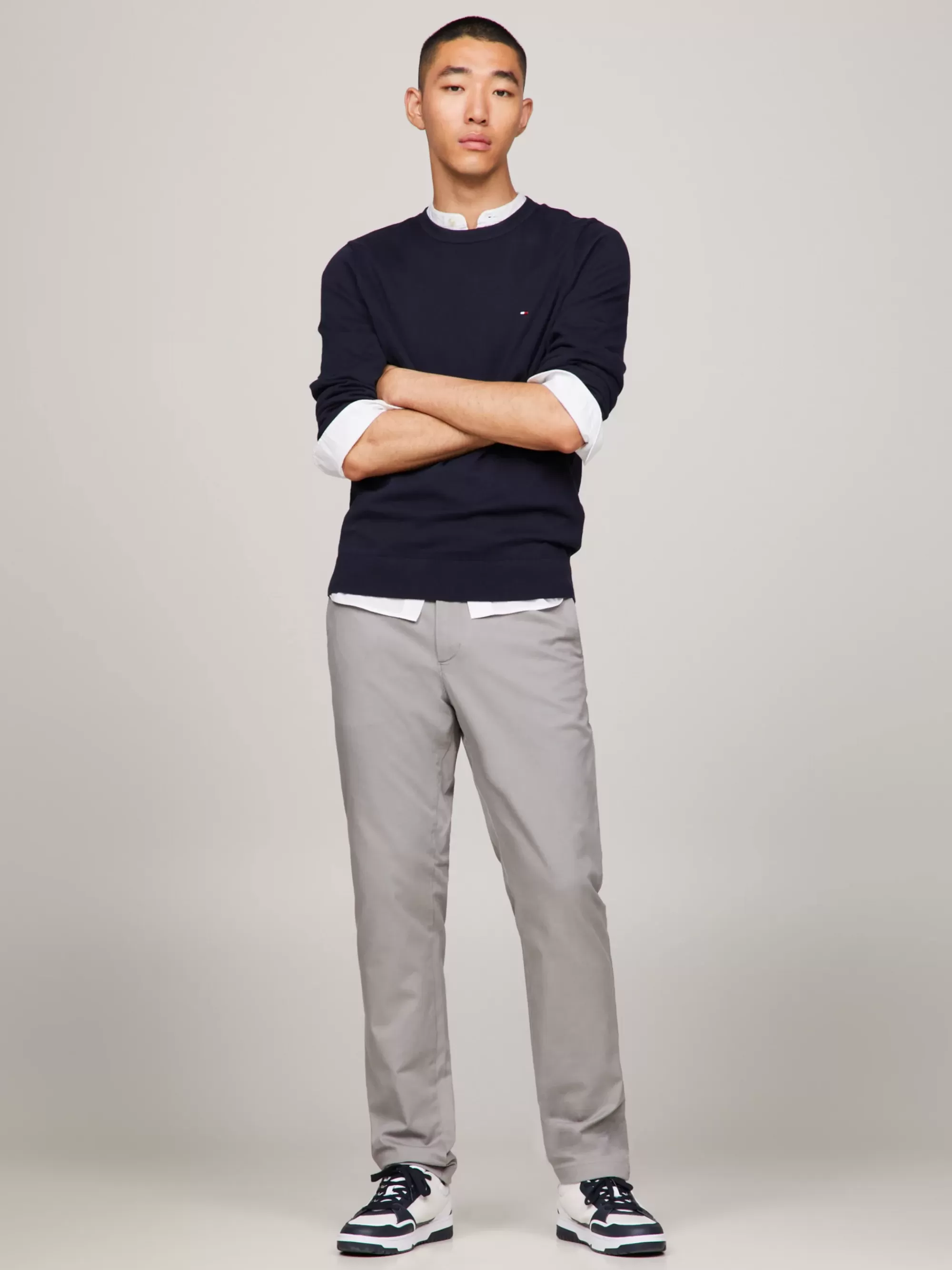 Broeken*Tommy Hilfiger 1985 Slim Chino Van Pima-stretchkatoen HYDROGEN GREY
