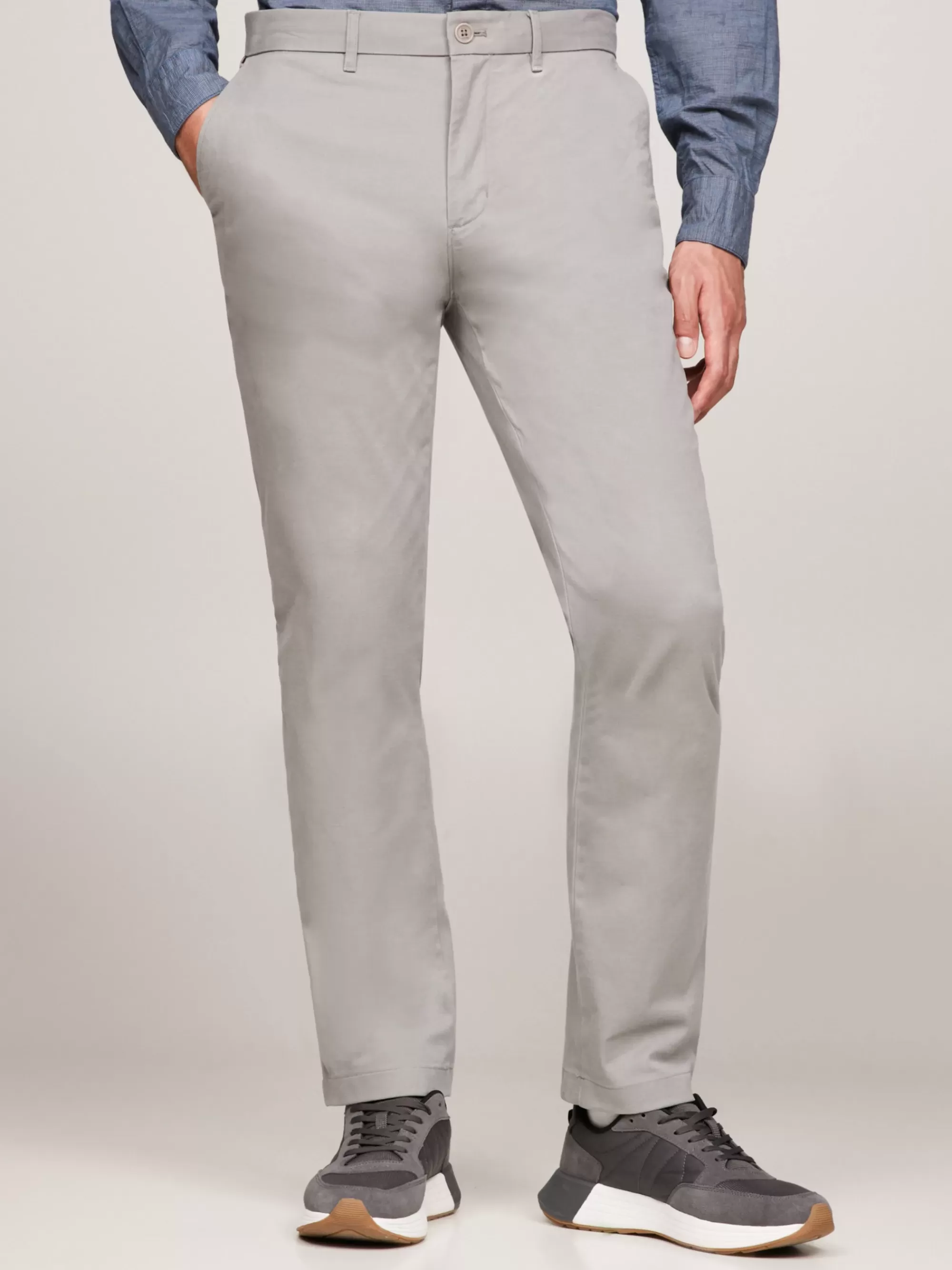 Broeken*Tommy Hilfiger 1985 Straight Chino Van Pima-stretchkatoen HYDROGEN GREY