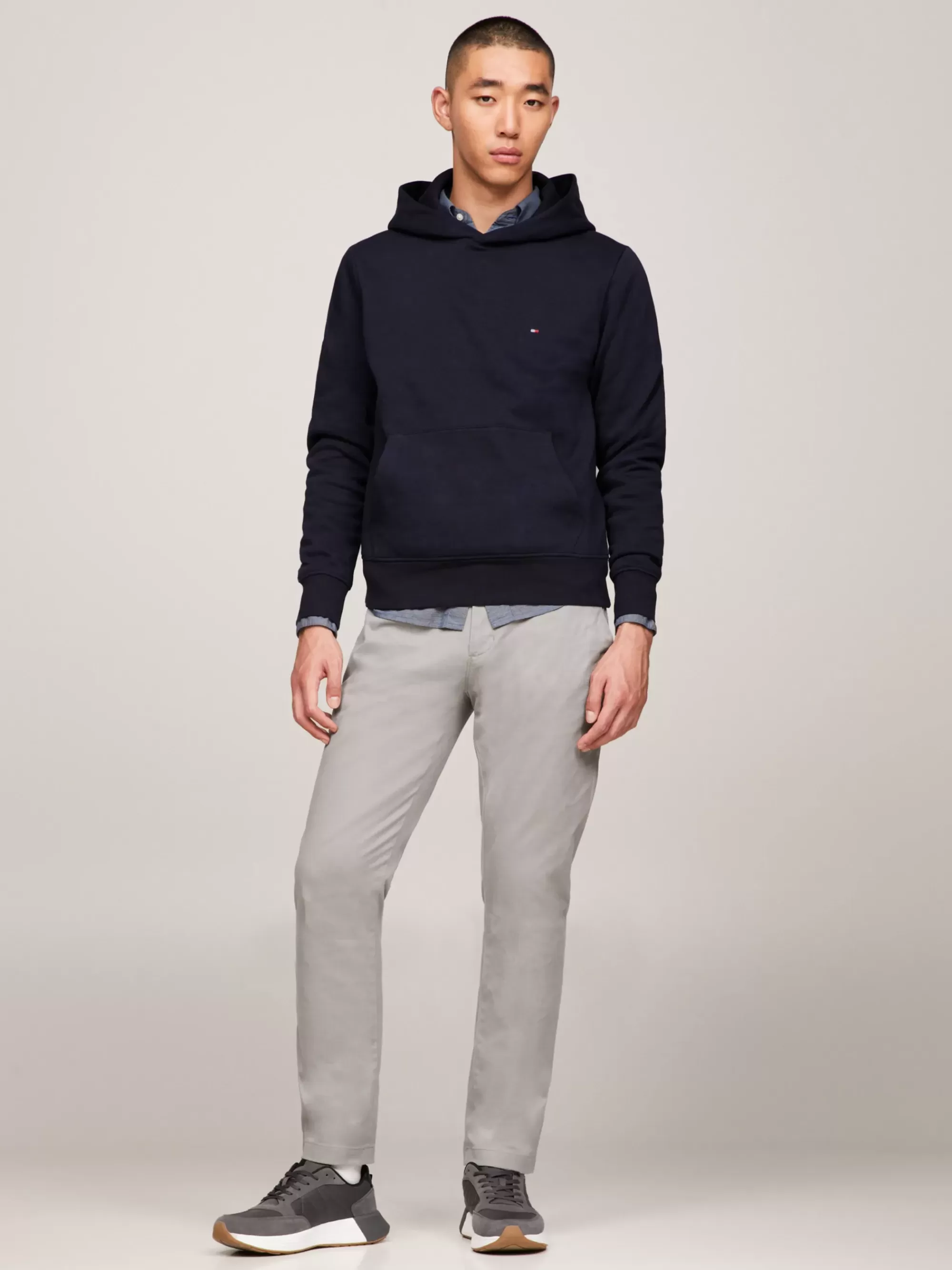 Broeken*Tommy Hilfiger 1985 Straight Chino Van Pima-stretchkatoen HYDROGEN GREY