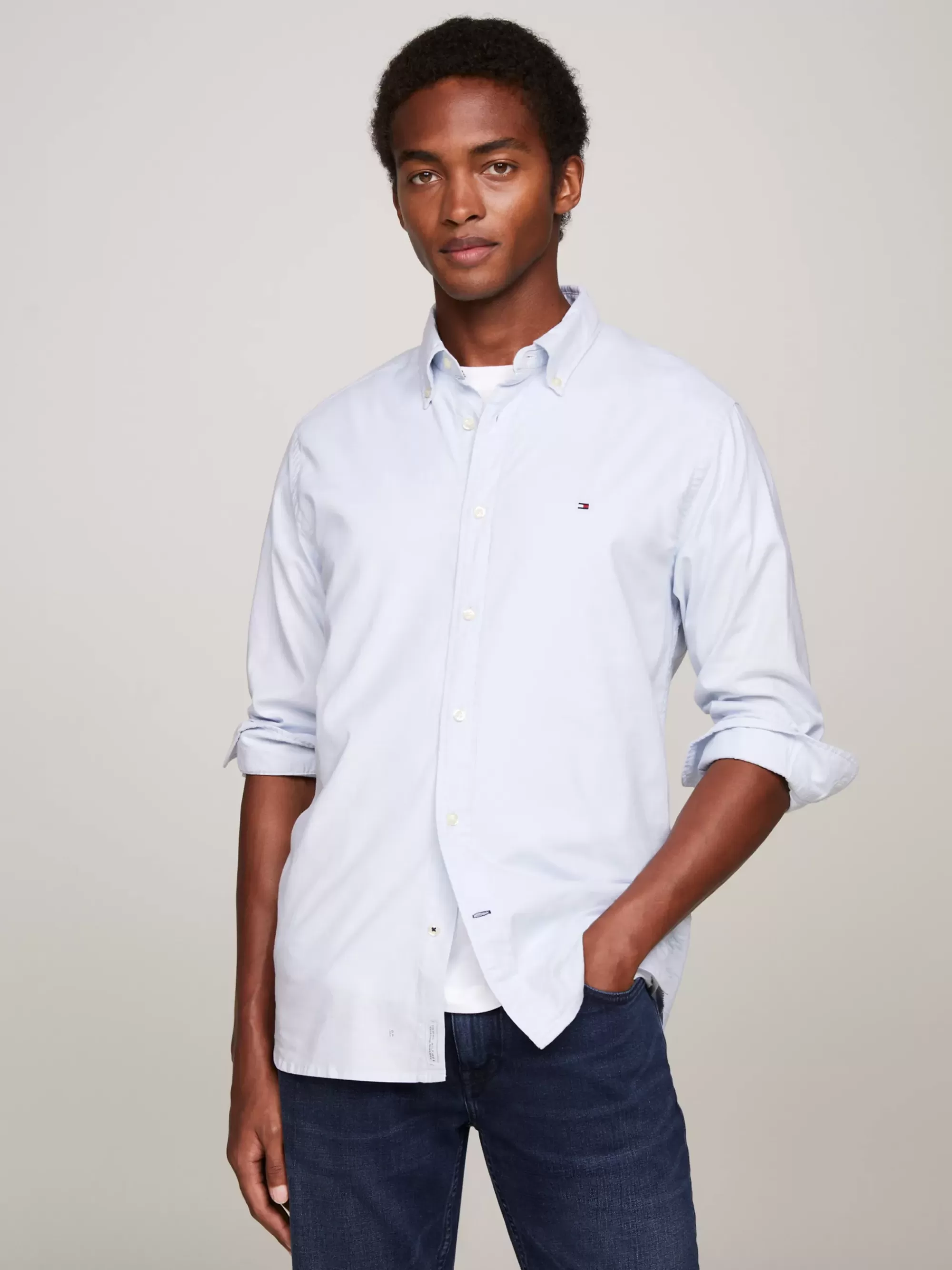 Overhemden*Tommy Hilfiger 1985 TH Flex Overhemd CALM BLUE