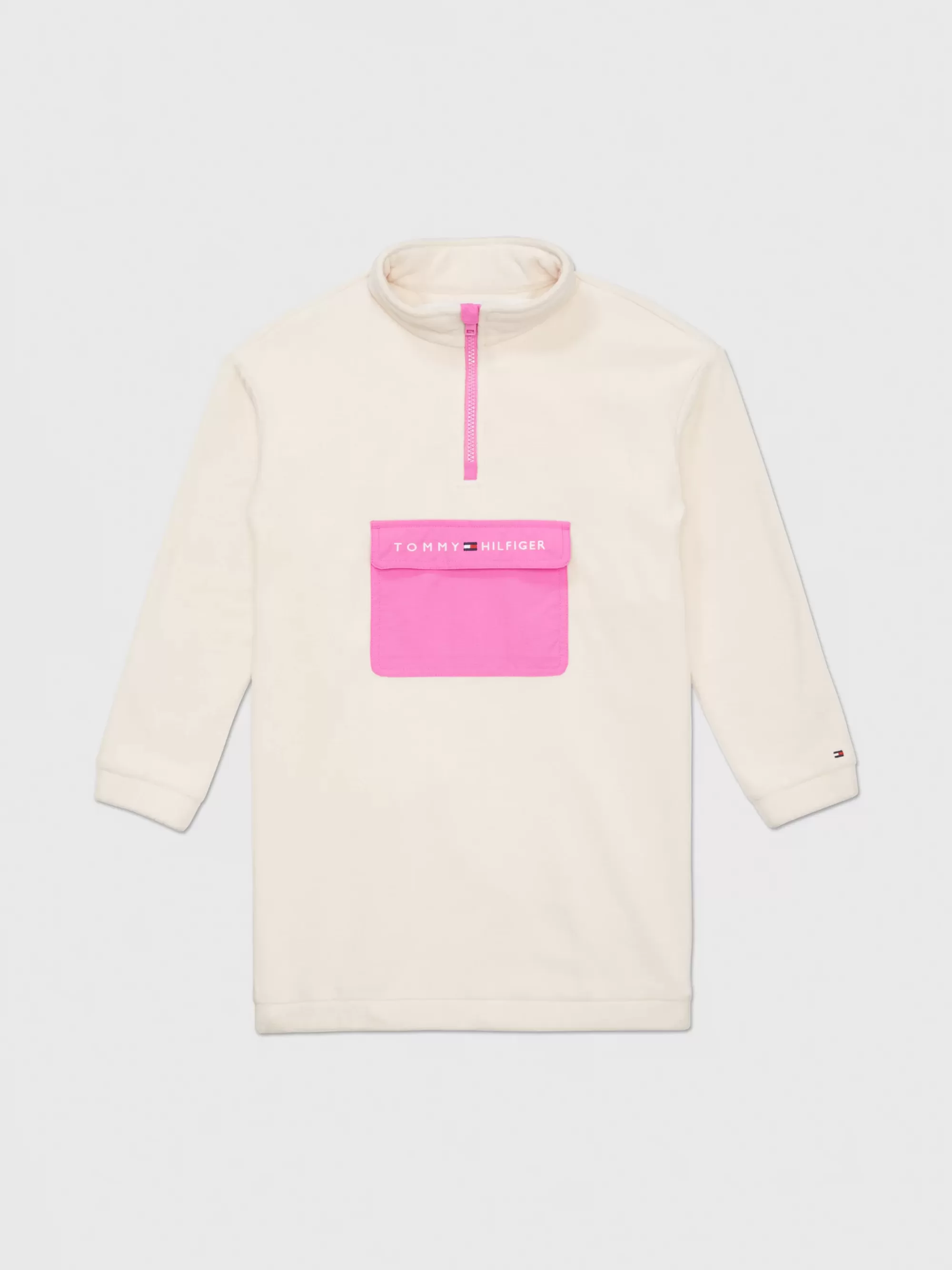Jurken*Tommy Hilfiger Adaptive Colour-blocked Jurk Met Halve Rits WESTERN KHAKI
