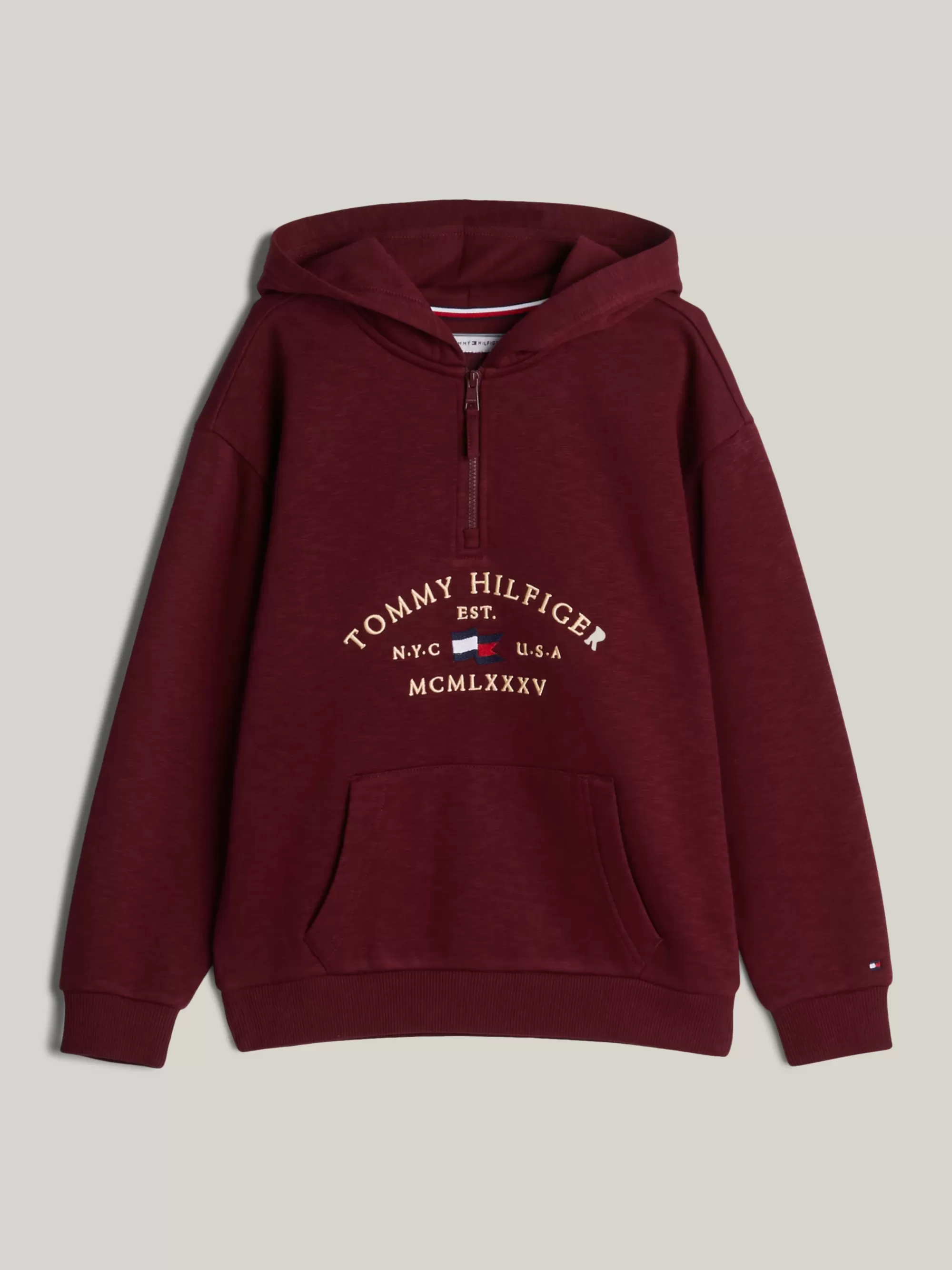 Sweatshirts & Hoodies*Tommy Hilfiger Adaptive Fleece Hoodie Met Logo En Textuur DEEP ROUGE