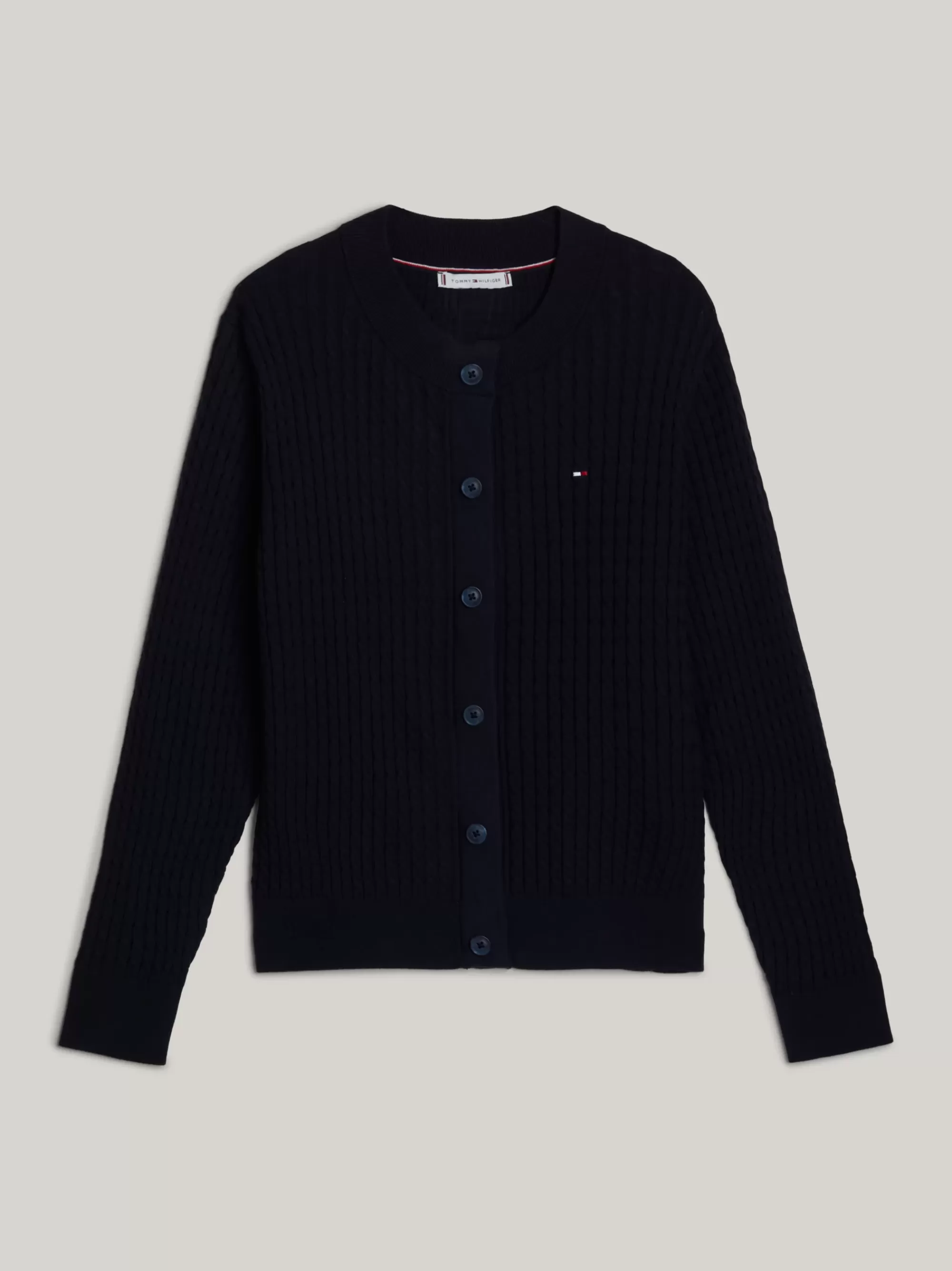 Truien Met Ronde Hals | Truien*Tommy Hilfiger Adaptive Kabelgebreid Vest Met Ronde Hals DESERT SKY