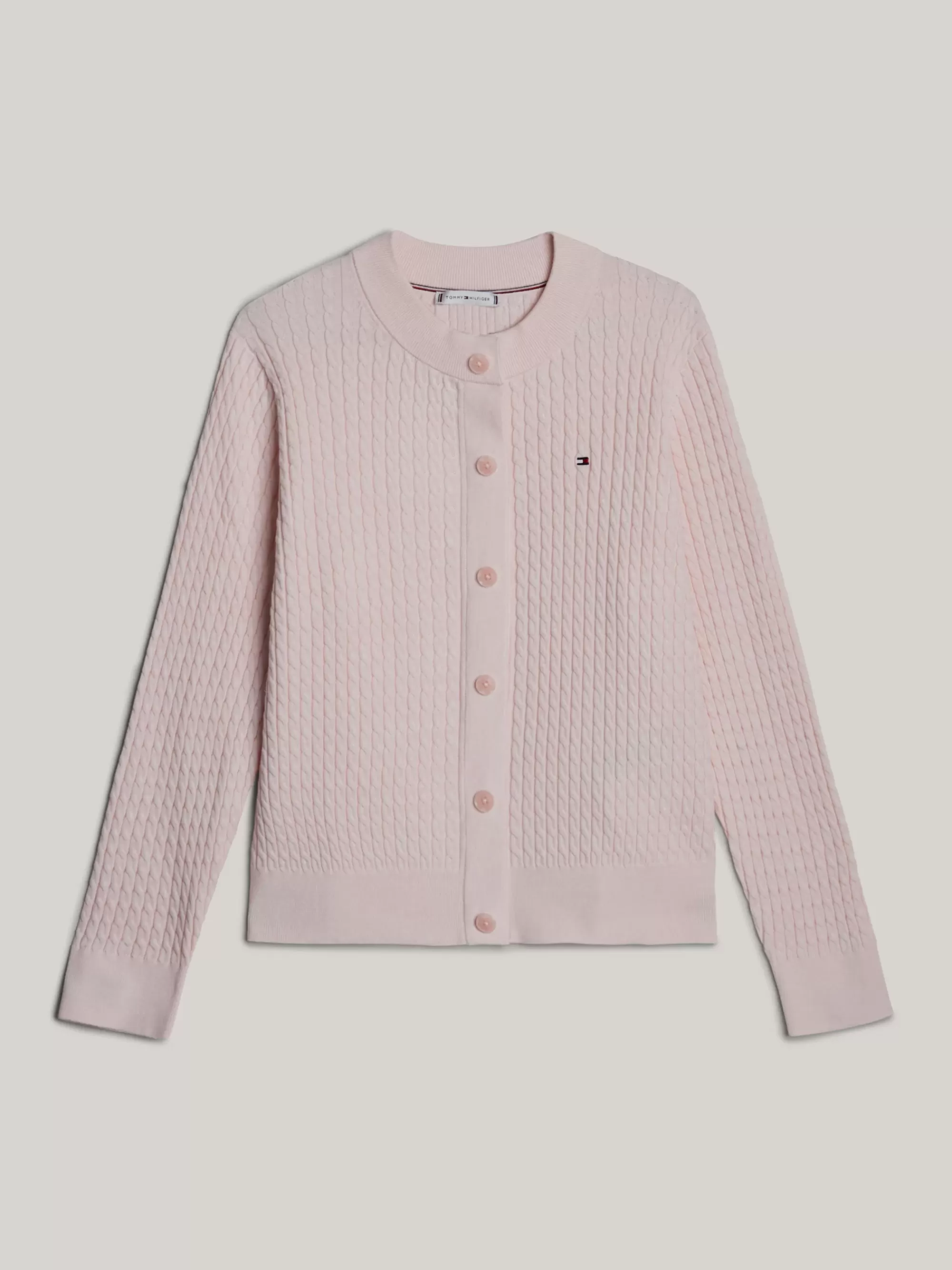 Truien Met Ronde Hals | Truien*Tommy Hilfiger Adaptive Kabelgebreid Vest Met Ronde Hals DELICATE PINK HEATHER
