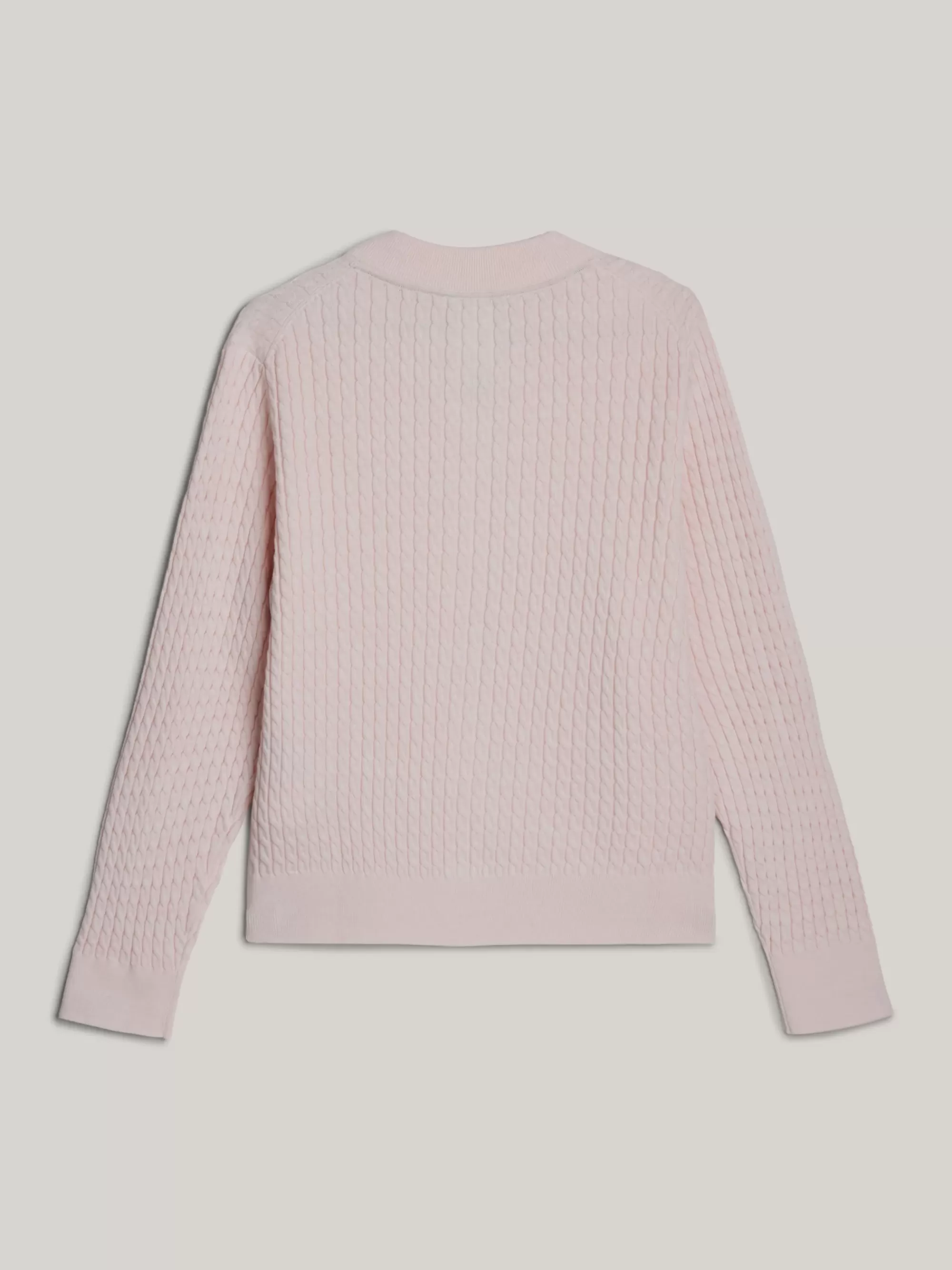Truien Met Ronde Hals | Truien*Tommy Hilfiger Adaptive Kabelgebreid Vest Met Ronde Hals DELICATE PINK HEATHER