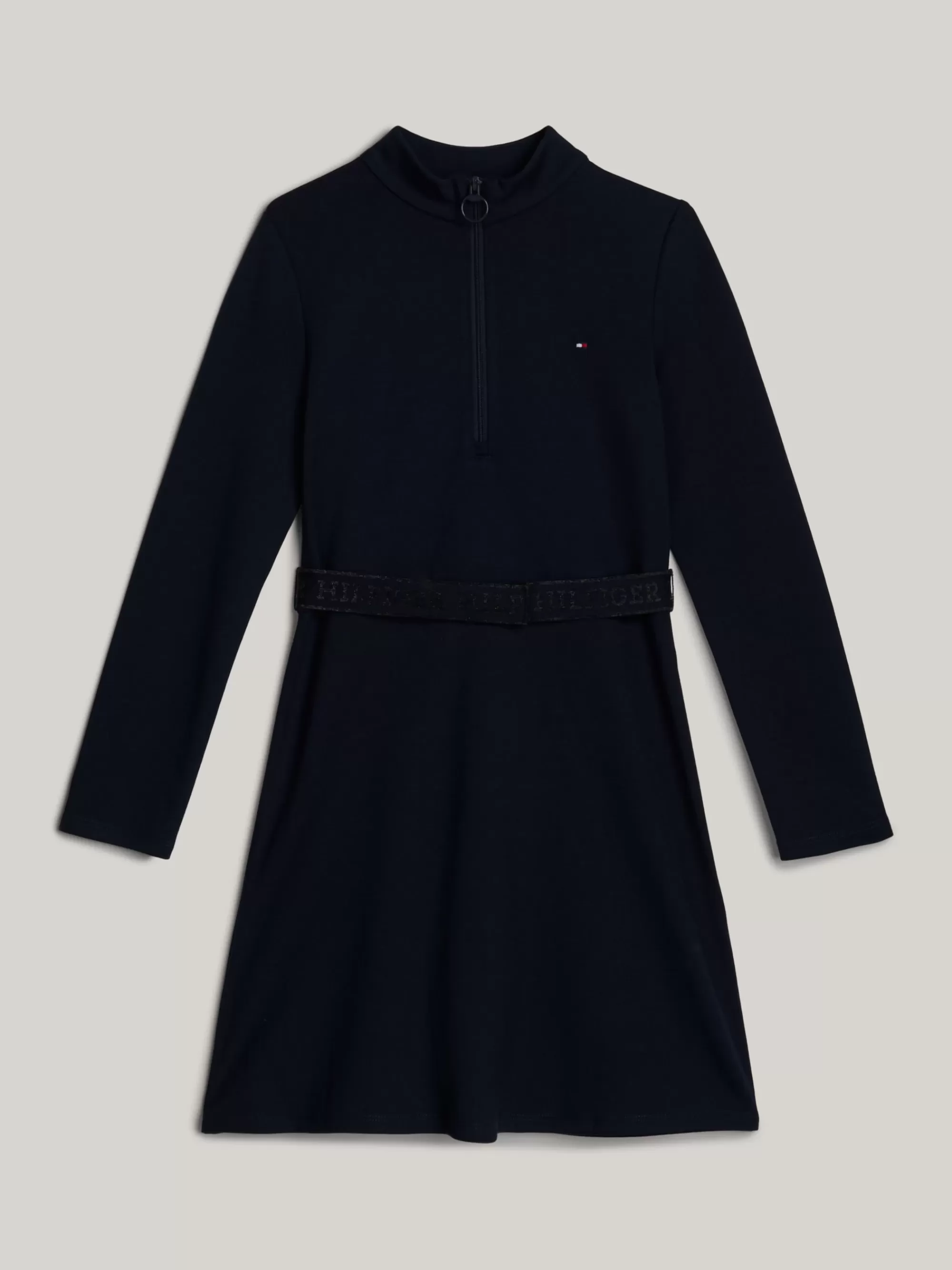 Jurken*Tommy Hilfiger Adaptive Longsleeve Fit And Flare Jurk DESERT SKY