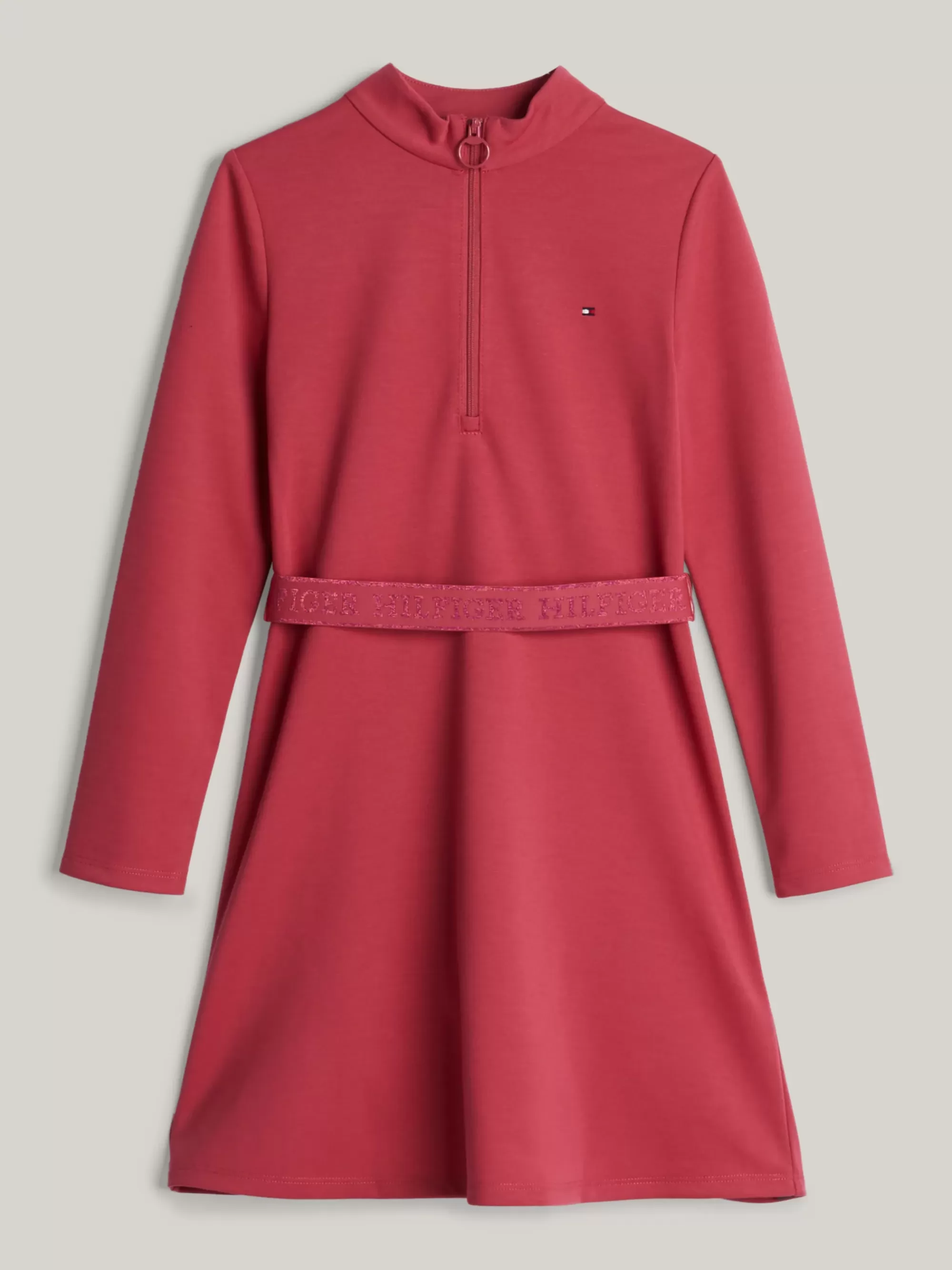 Jurken*Tommy Hilfiger Adaptive Longsleeve Fit And Flare Jurk HERITAGE PINK