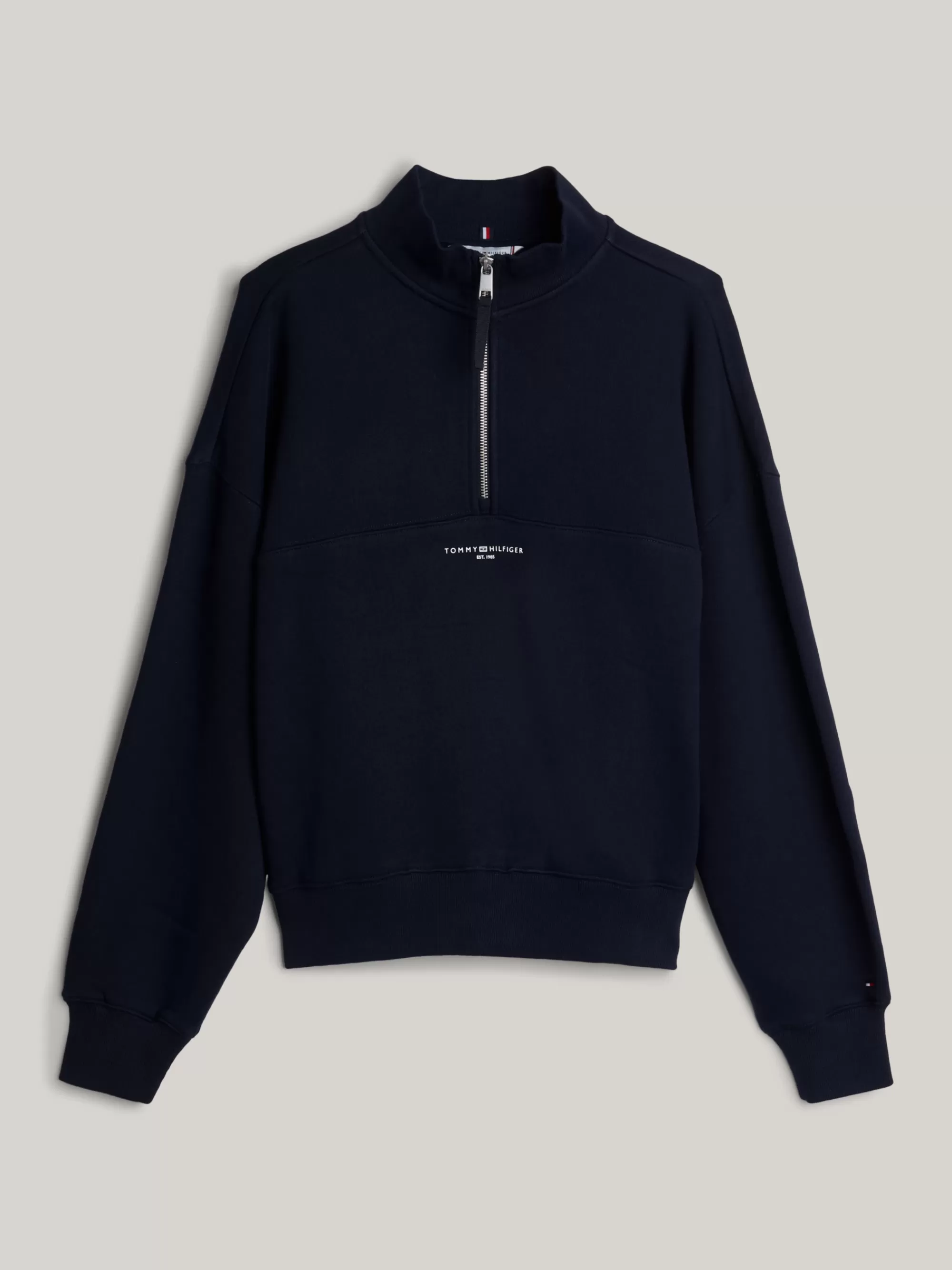 Tommy Adaptive | Sweatshirts & Hoodies*Tommy Hilfiger Adaptive Sweatshirt Met Halve Rits En Logo DESERT SKY
