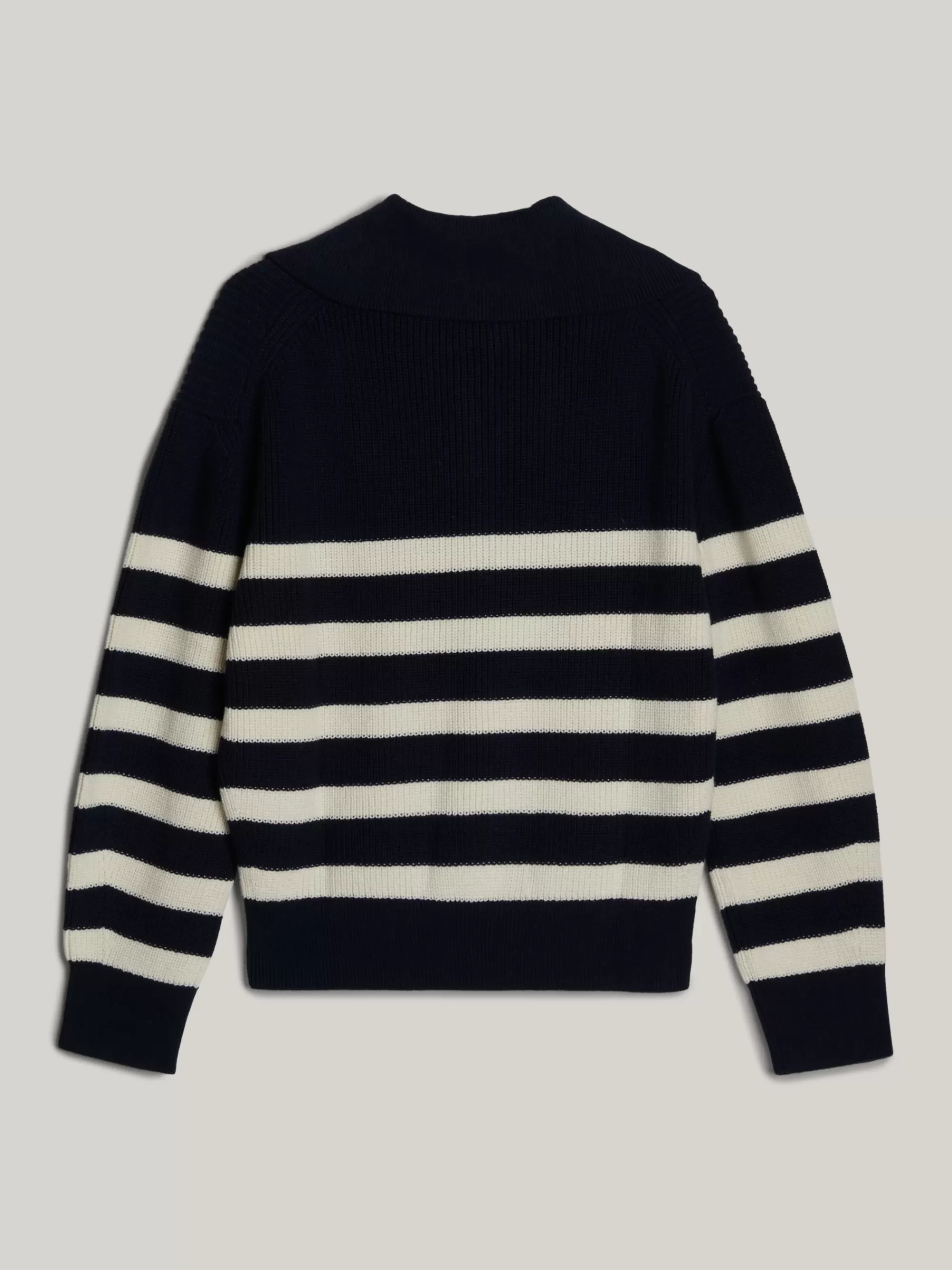 Truien | Tommy Adaptive*Tommy Hilfiger Adaptive Trui In Tricotstreek Met Halve Rits DESERT SKY/IVORY PETAL STRIPE