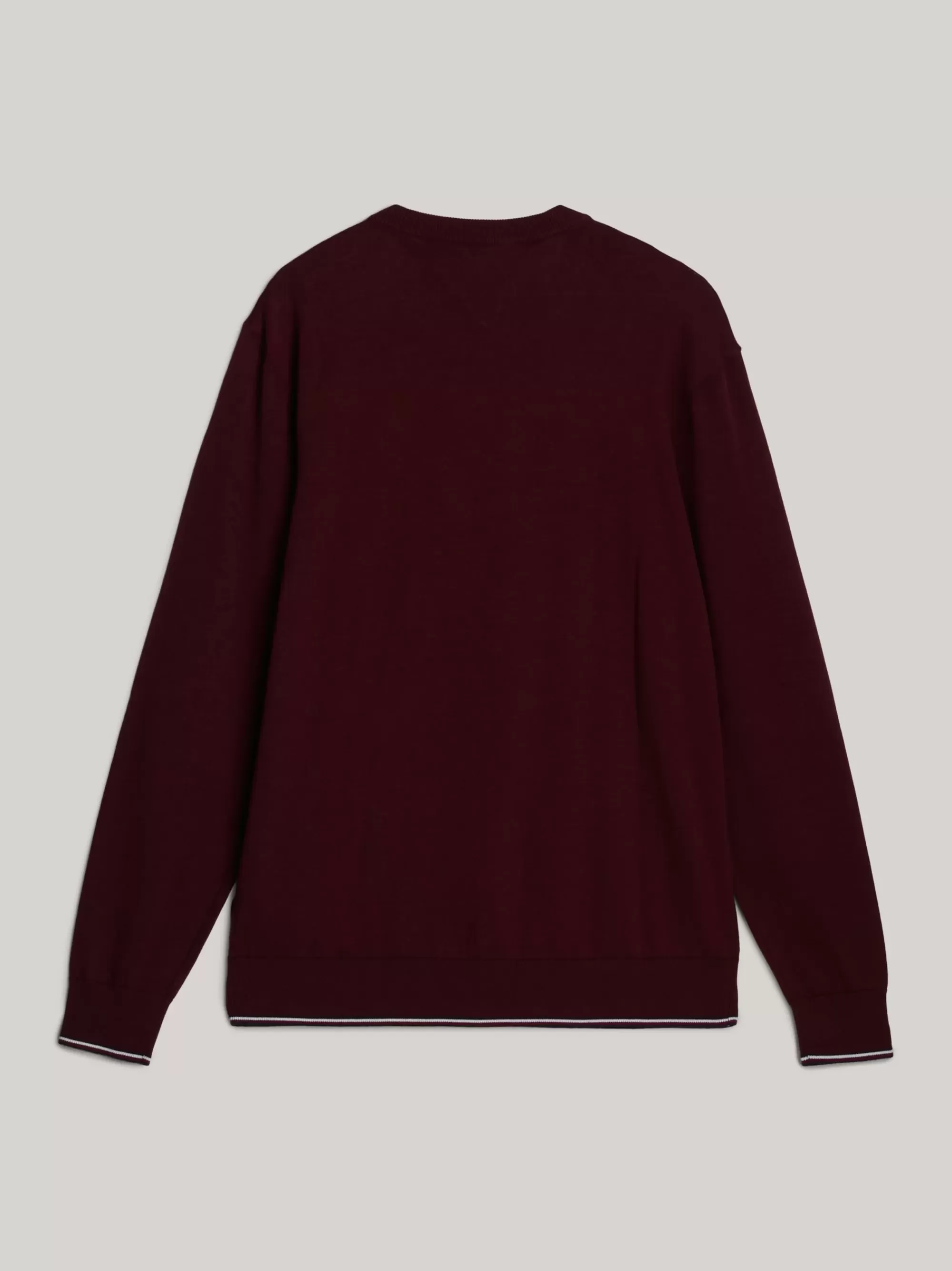 Truien Met Ronde Hals | Truien*Tommy Hilfiger Adaptive Zijdemix Trui Met Contraststreep DEEP ROUGE
