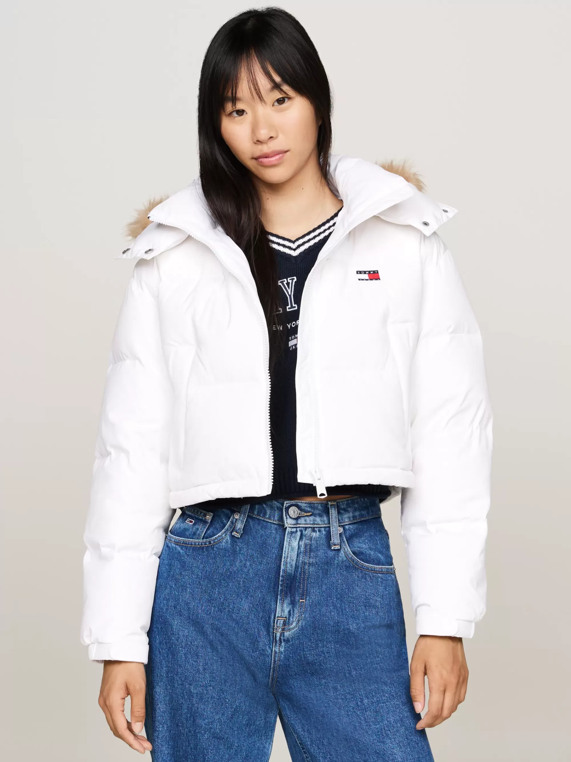 Jassen & Jacks*Tommy Hilfiger Alaska Cropped Pufferjack Met Donsvulling WHITE
