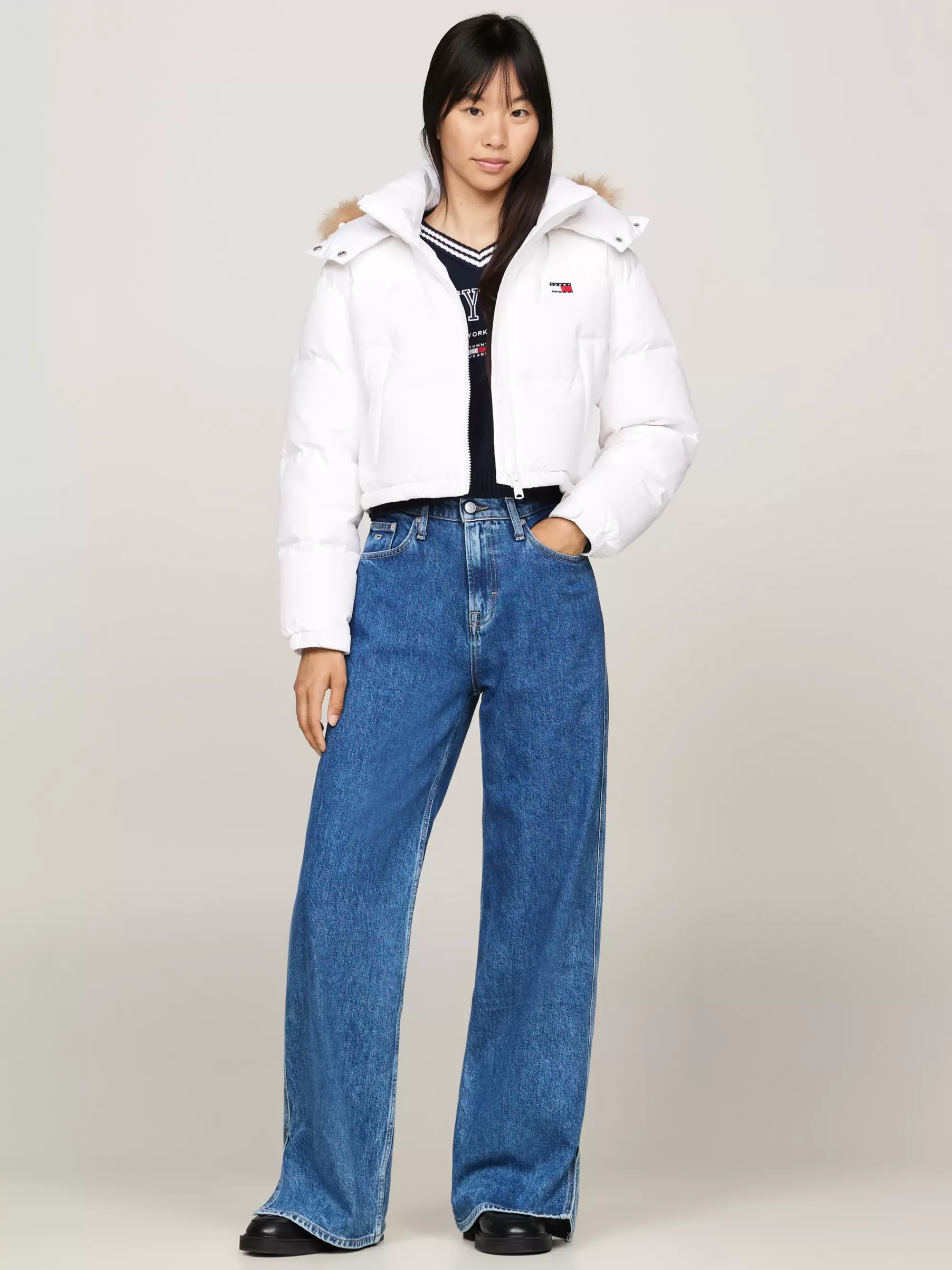 Jassen & Jacks*Tommy Hilfiger Alaska Cropped Pufferjack Met Donsvulling WHITE