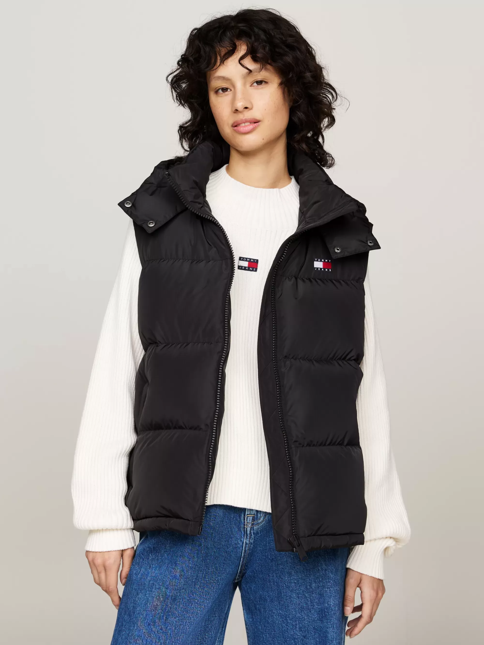 Jassen & Jacks*Tommy Hilfiger Alaska Pufferbodywarmer Met Dons En Capuchon BLACK
