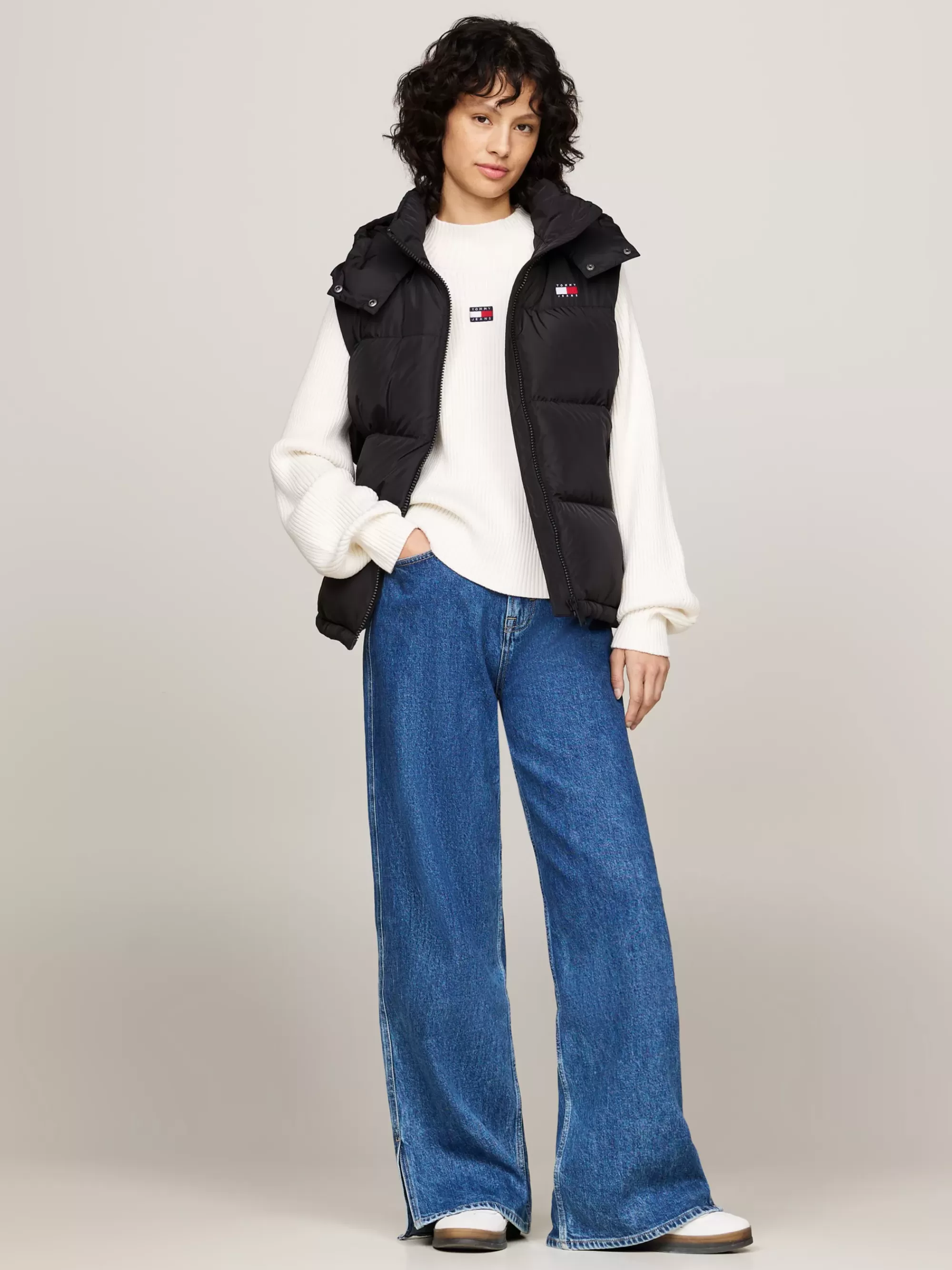 Jassen & Jacks*Tommy Hilfiger Alaska Pufferbodywarmer Met Dons En Capuchon BLACK