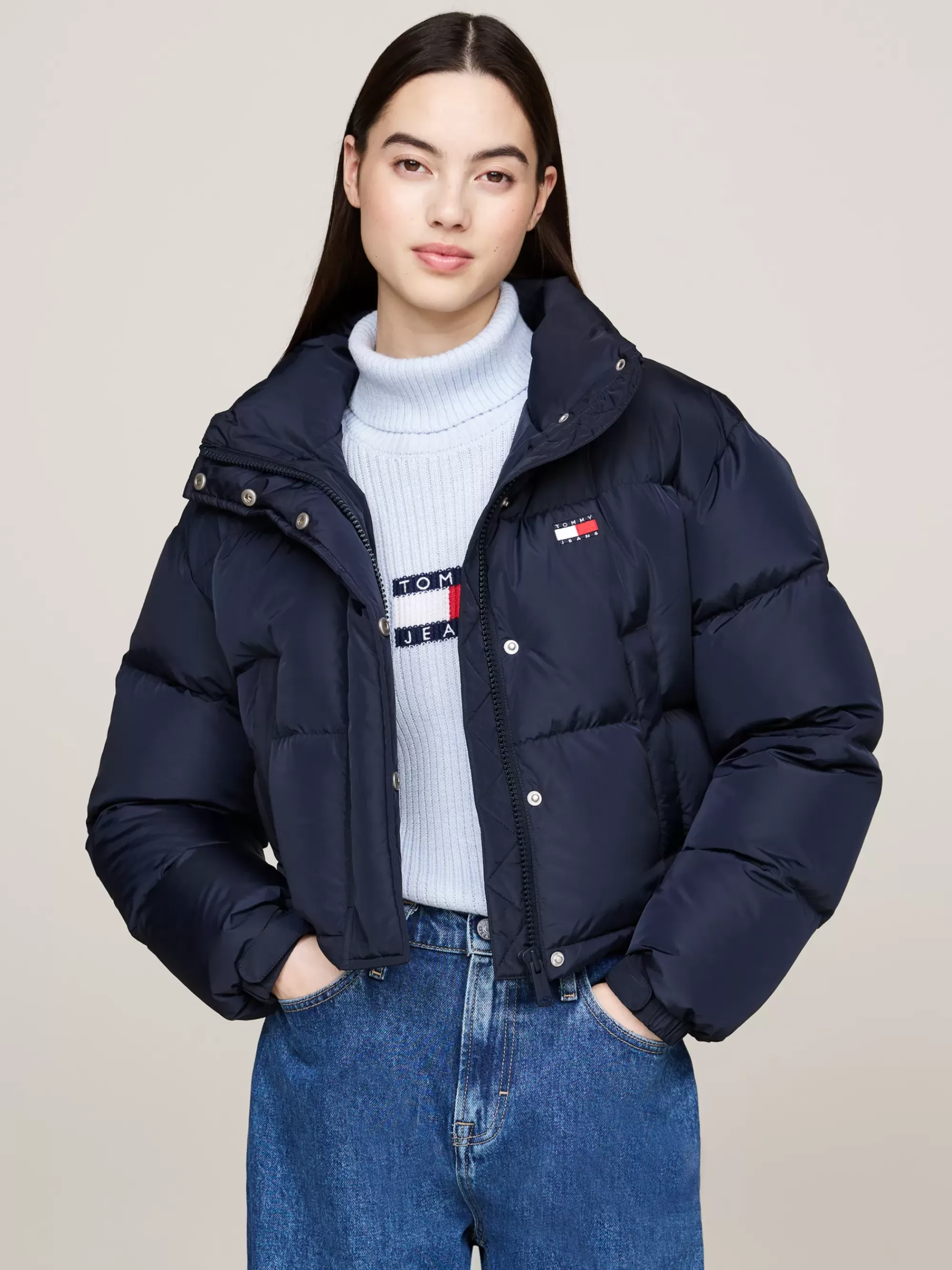 Jassen & Jacks*Tommy Hilfiger Alaska Pufferjack Met Logo Op De Achterkant DARK NIGHT NAVY