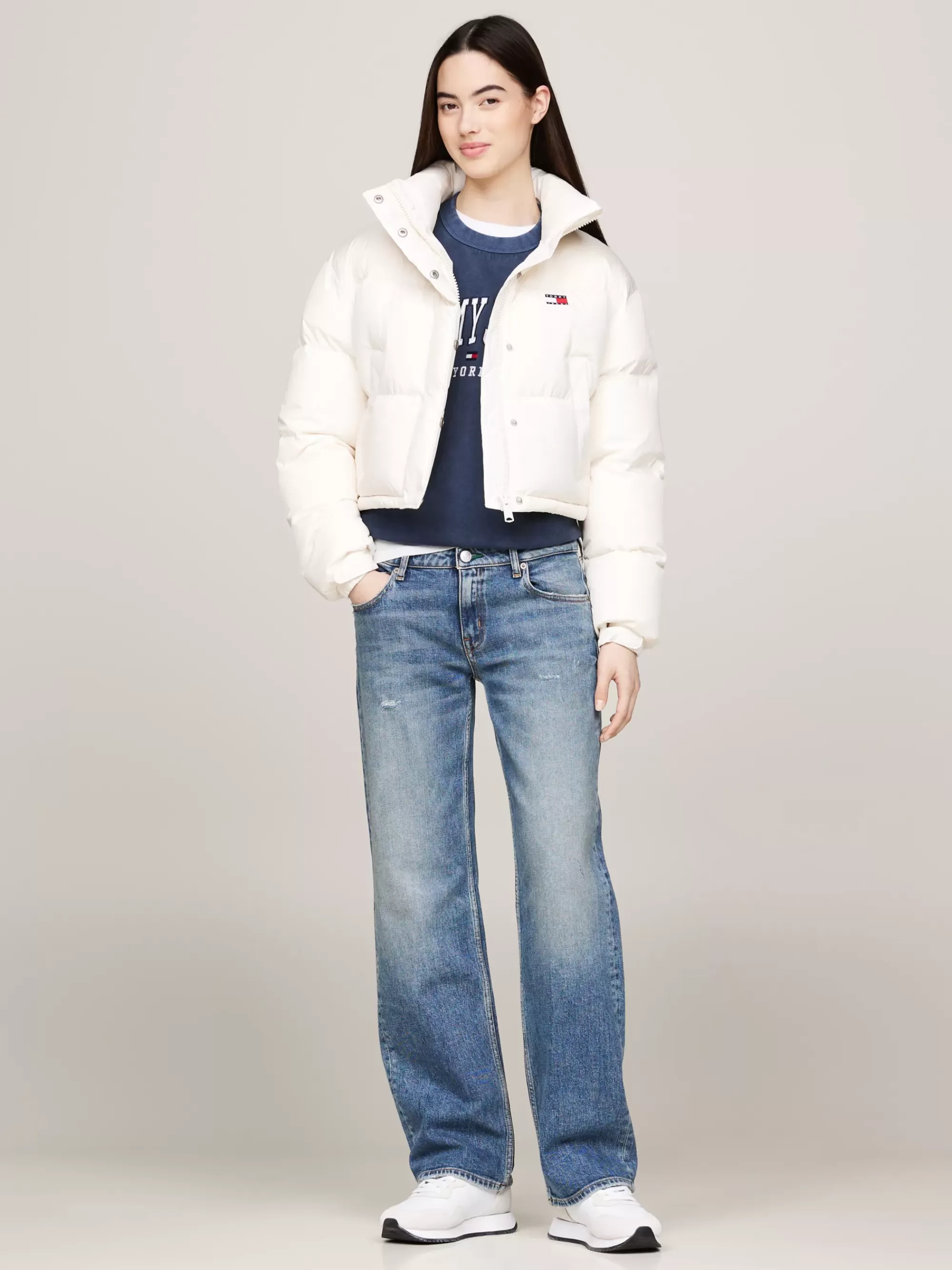 Jassen & Jacks*Tommy Hilfiger Alaska Pufferjack Met Logo Op De Achterkant ANCIENT WHITE
