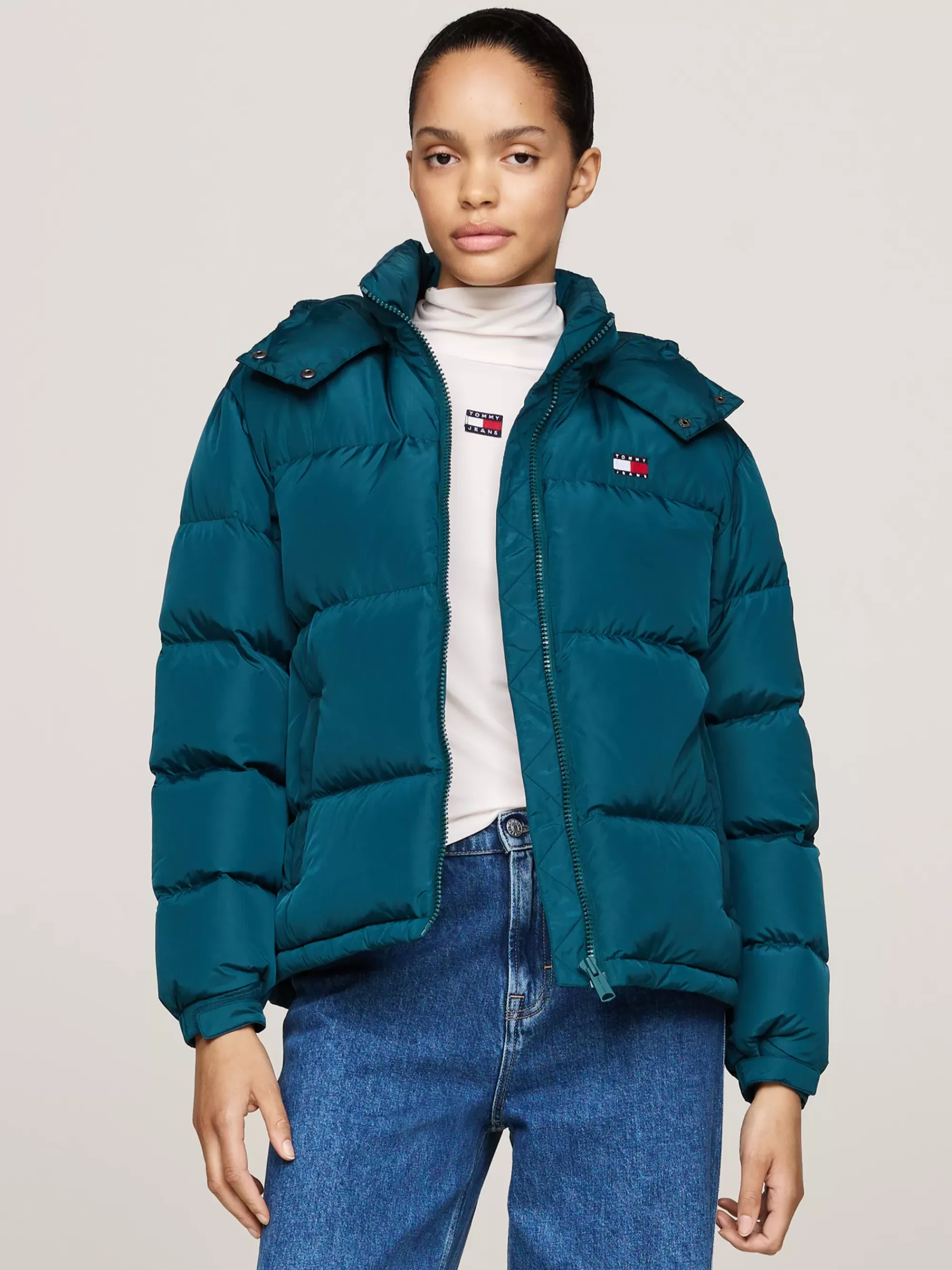 Jassen & Jacks*Tommy Hilfiger Alaska Waterafstotend Pufferjack Met Dons DEEP SEAWATER