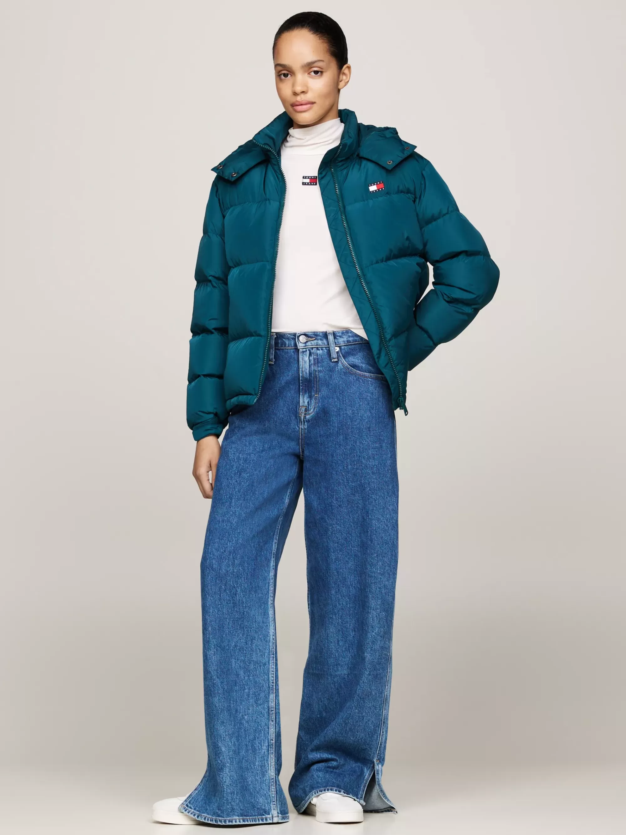 Jassen & Jacks*Tommy Hilfiger Alaska Waterafstotend Pufferjack Met Dons DEEP SEAWATER